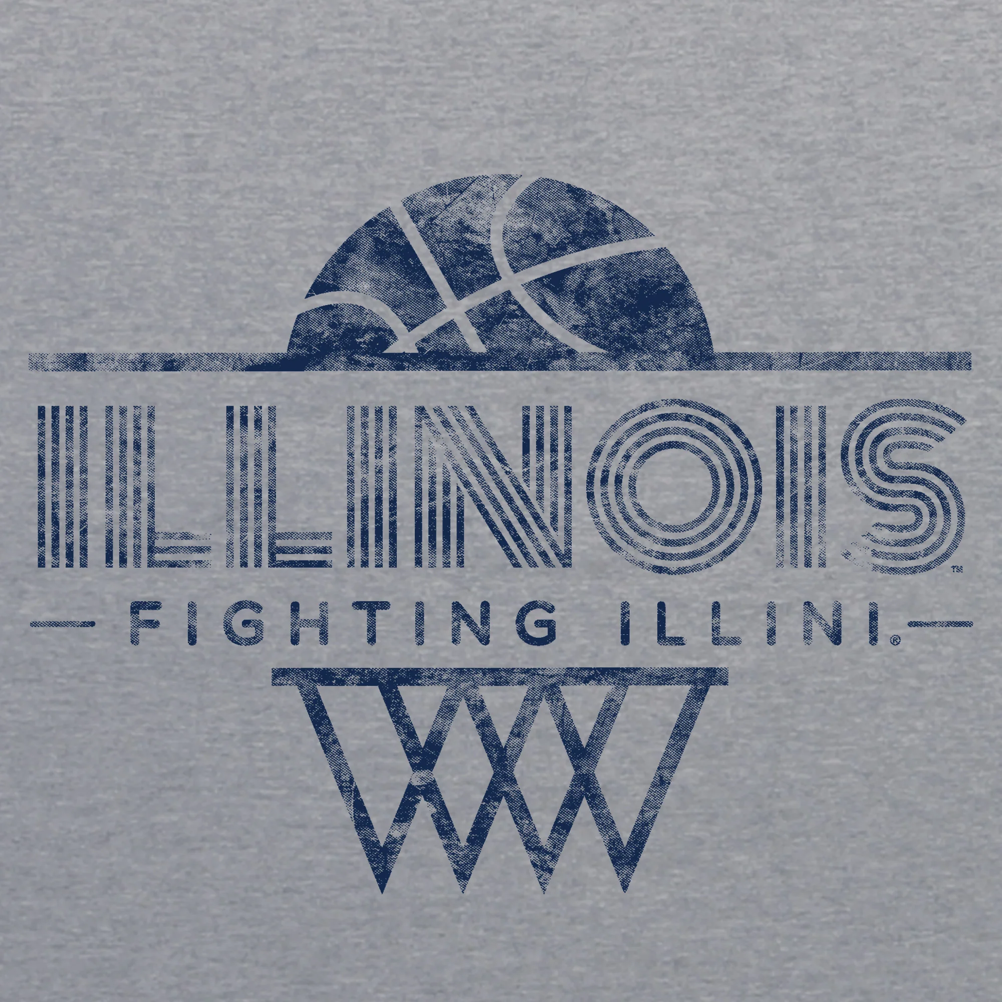 Illinois Fighting Illini Oblique Basketball Hoop Canvas Triblend T-Shirt - Athletic Grey - Image 2
