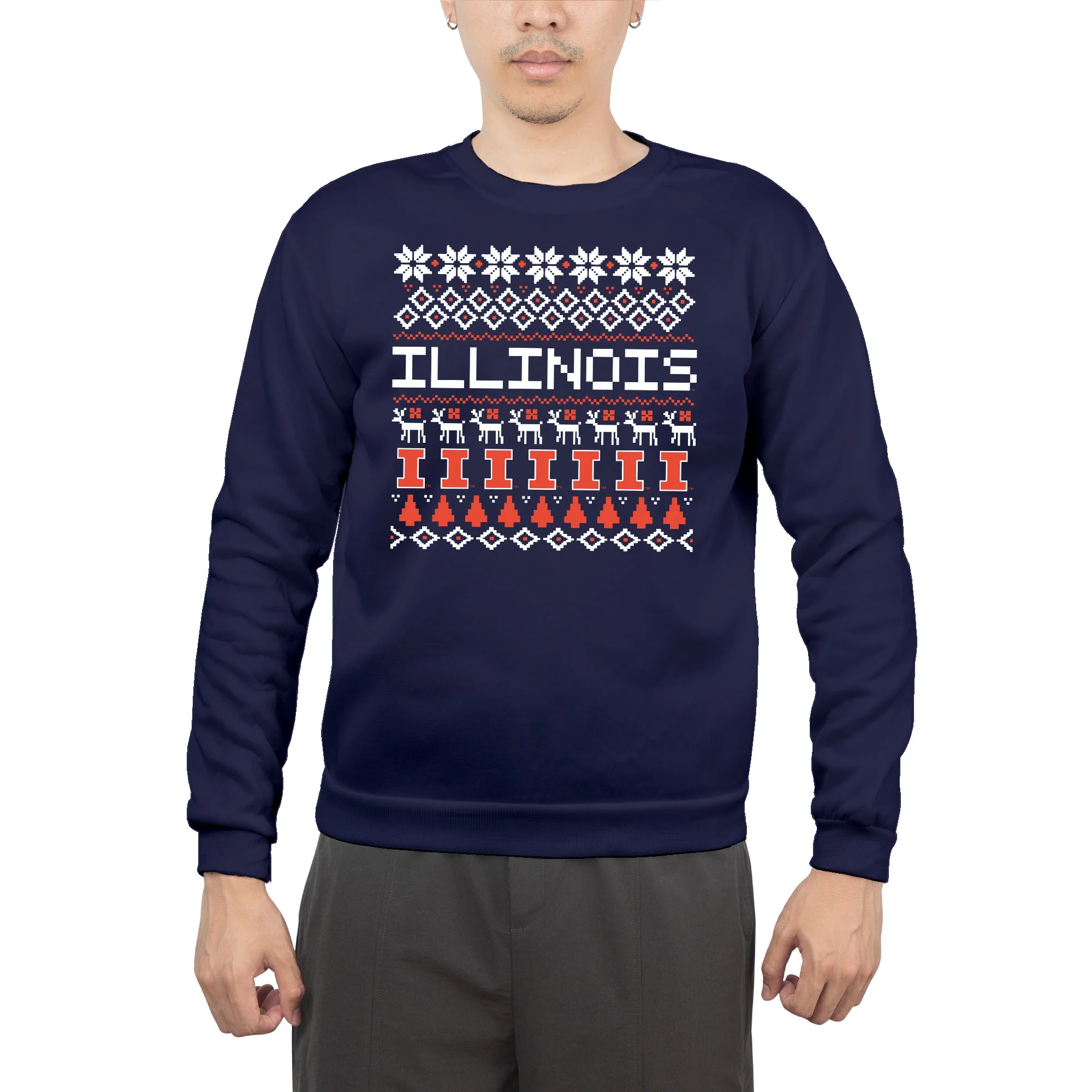Illinois Holiday Sweater Crewneck - Navy - Image 3