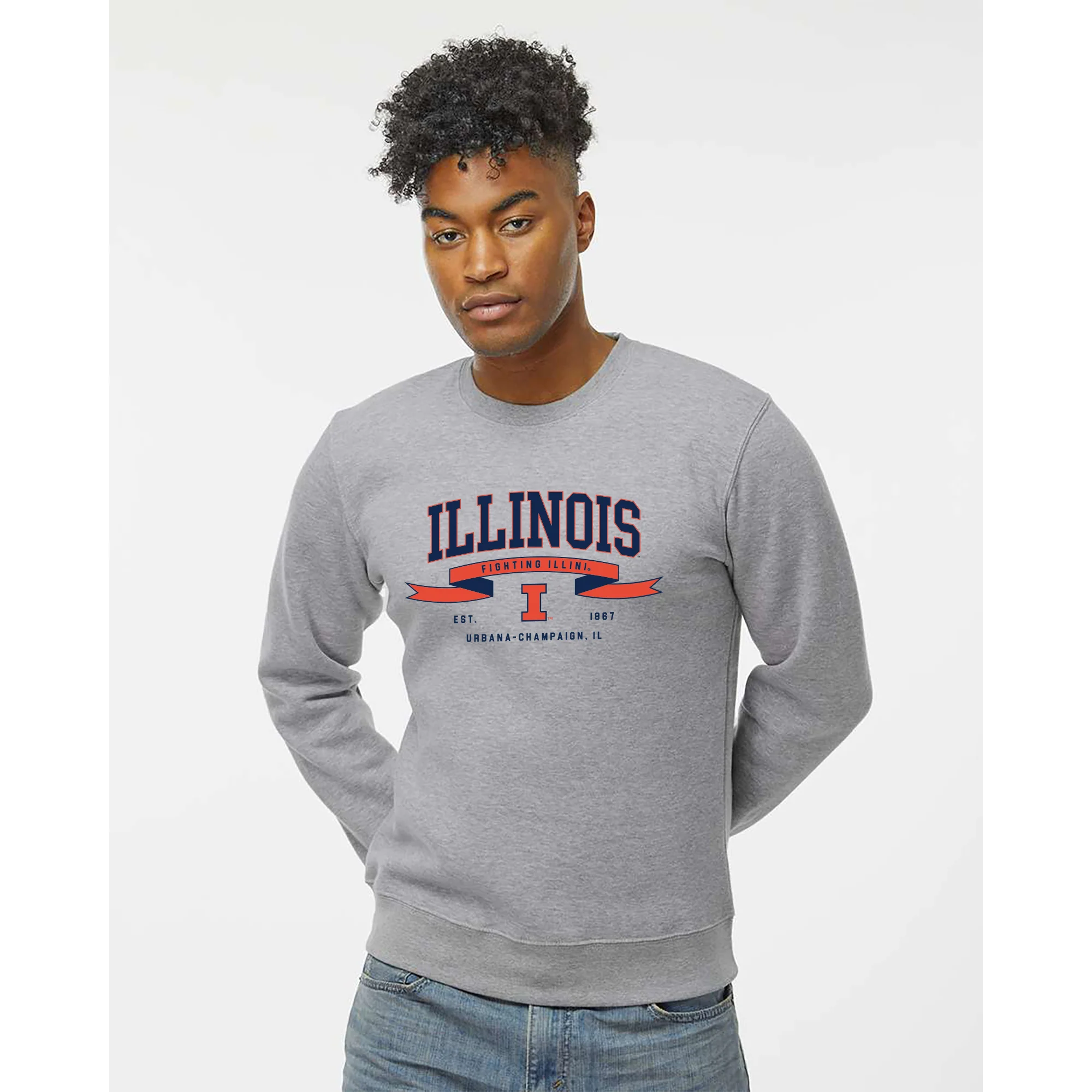 Illinois Ribbon Flight JA BTB Crewneck - Oxford - Image 3