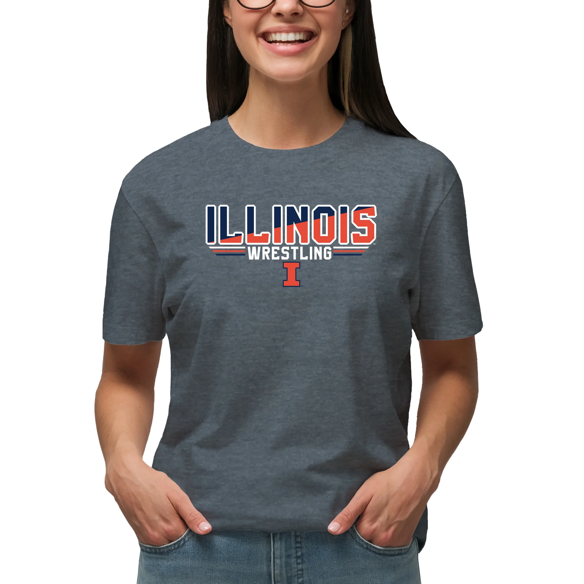 Illinois Wrestling Top Flight T-Shirt - Dark Heather - Image 4