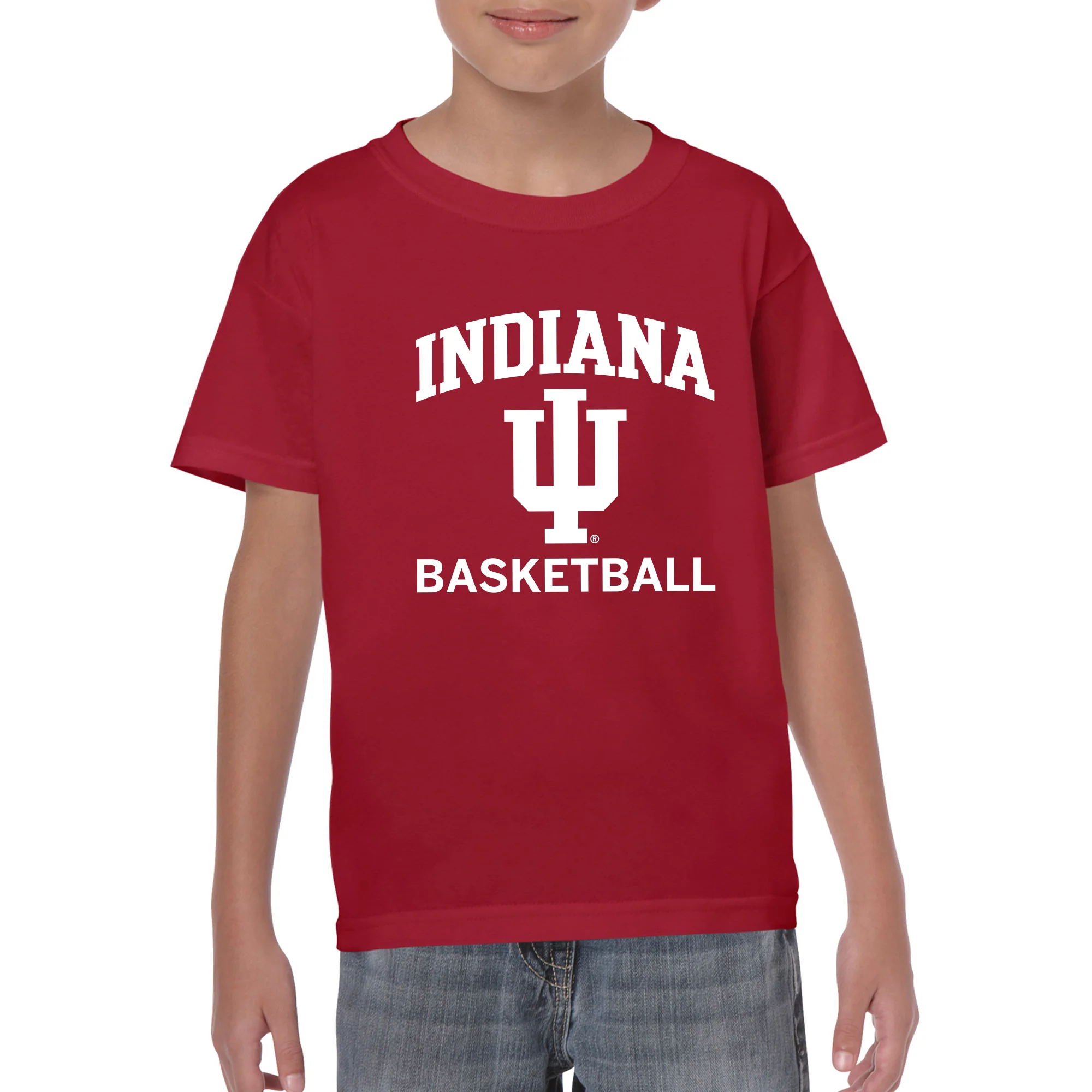 Indiana Arch Logo Basketball Youth T-Shirt - Cardinal - Image 3