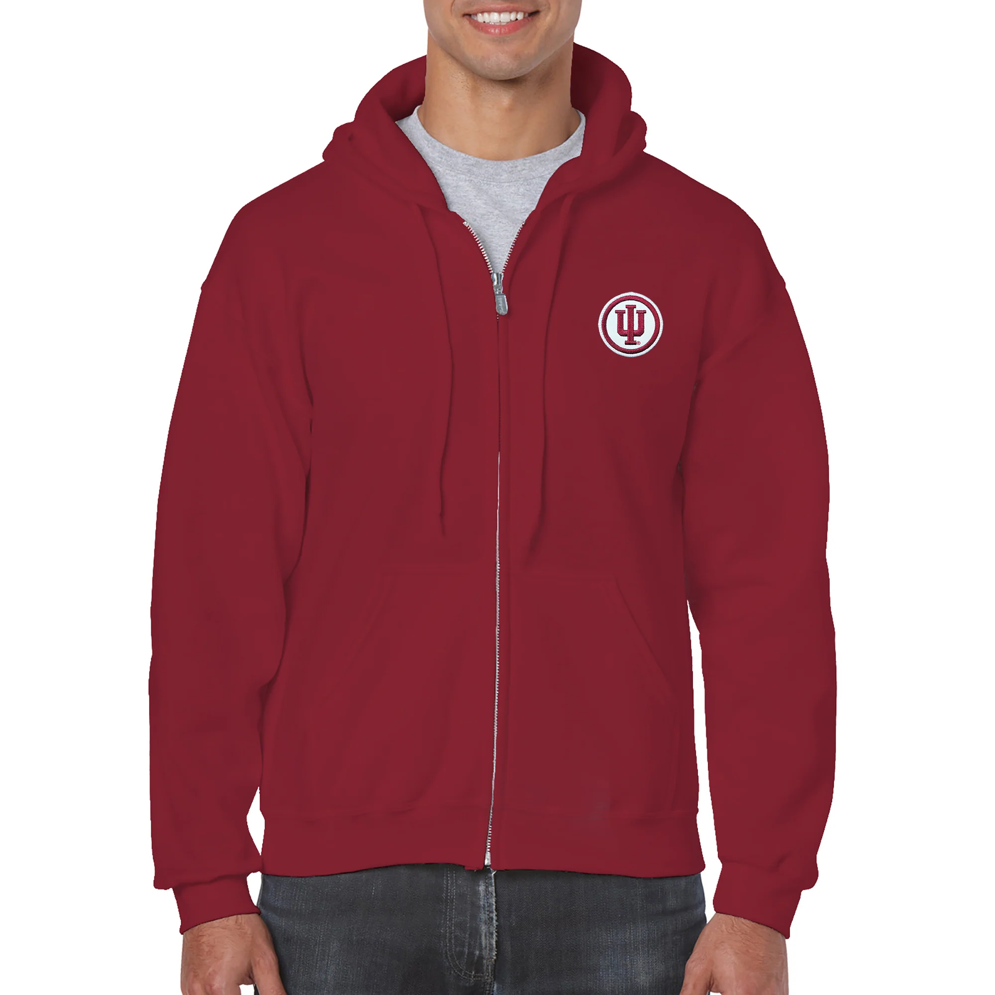 Indiana Circle Logo Patch Full Zip Sweatshirt - Cardinal - Image 3