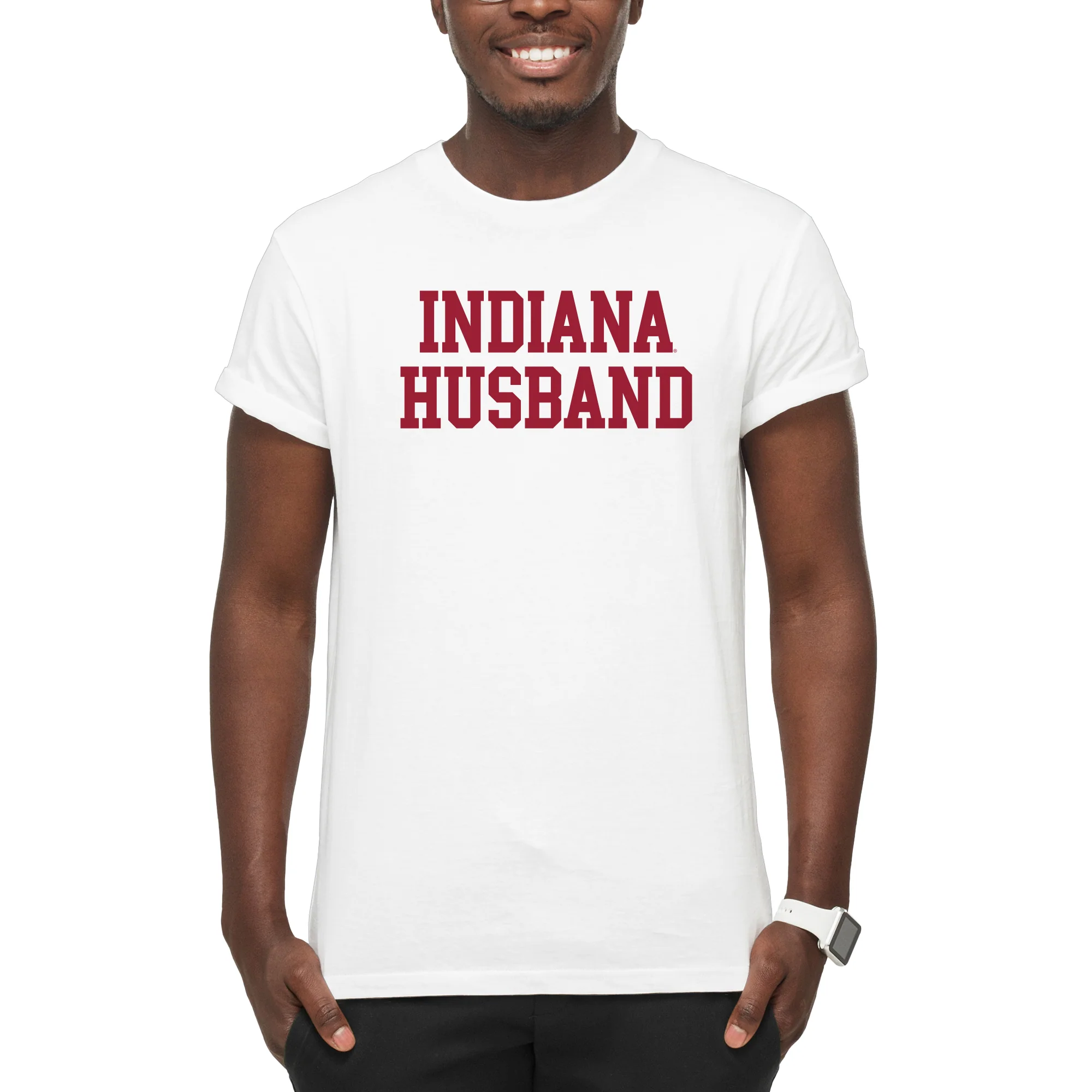 Indiana Hoosiers Basic Block Husband T Shirt - White - Image 4