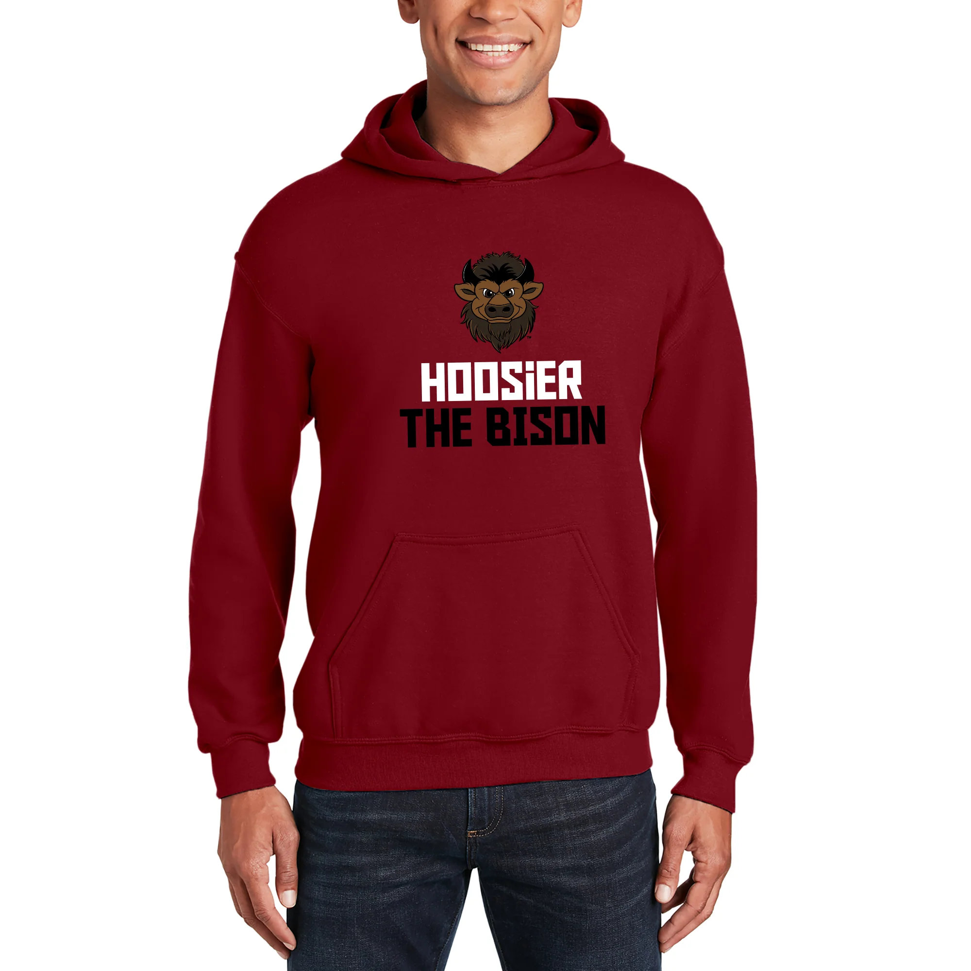 Indiana Squared Off Bison Hoodie - Cardinal - Image 3