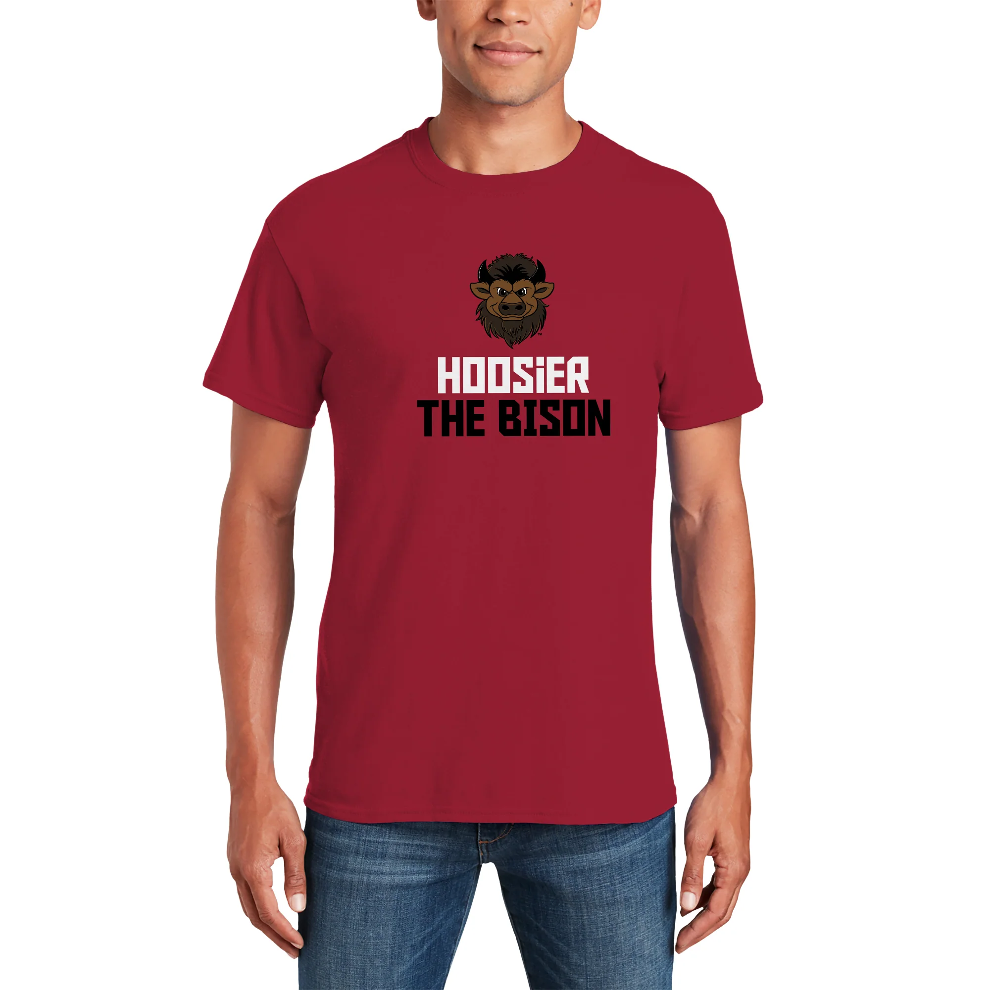 Indiana Squared Off Bison T-Shirt - Cardinal - Image 3