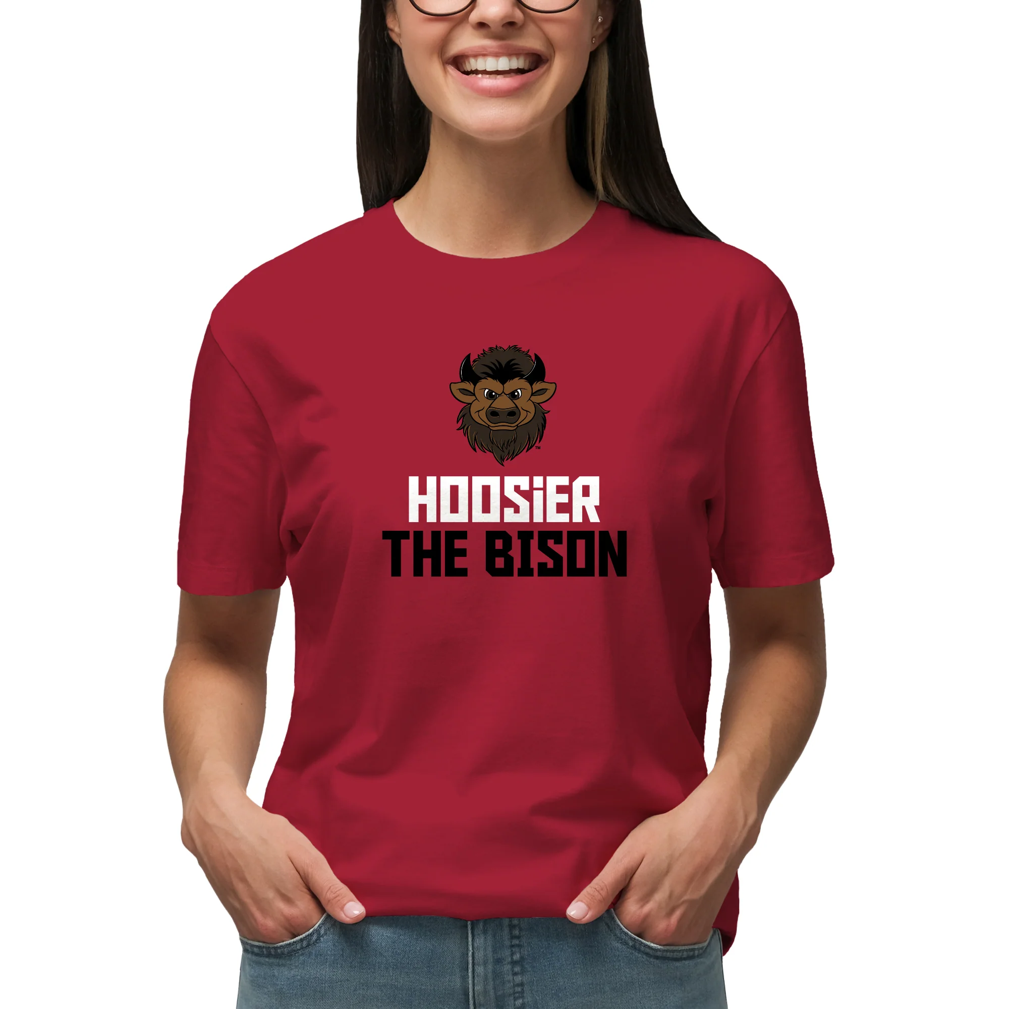Indiana Squared Off Bison T-Shirt - Cardinal - Image 4