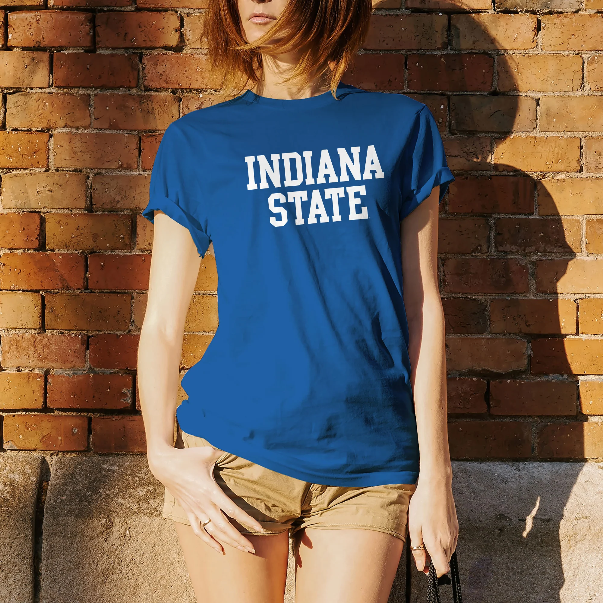 Indiana State University Sycamores Basic Block Short Sleeve T Shirt - Royal - Image 4