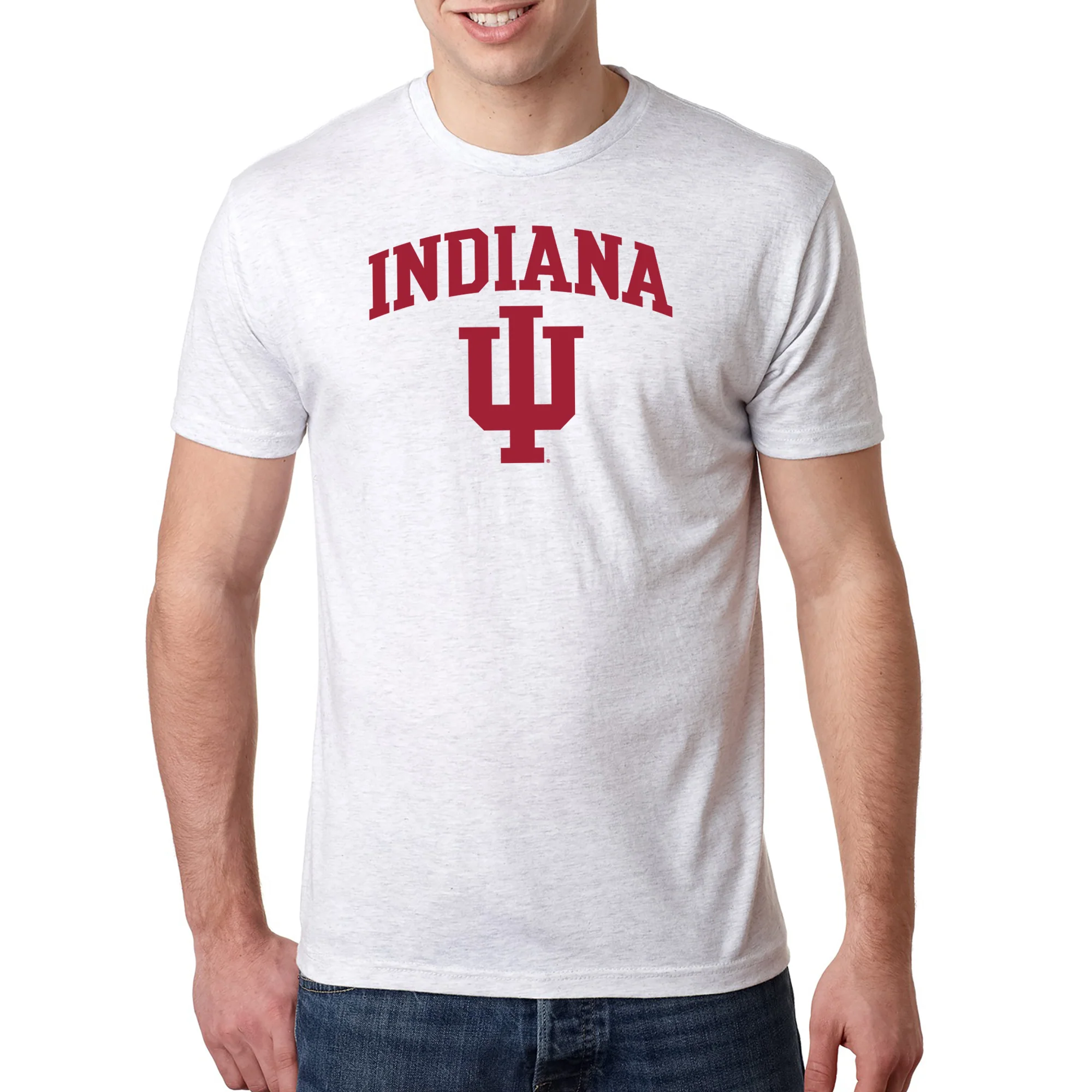 Indiana University Hoosiers Arch Logo Triblend Short Sleeve T-Shirt - Heather White - Image 4