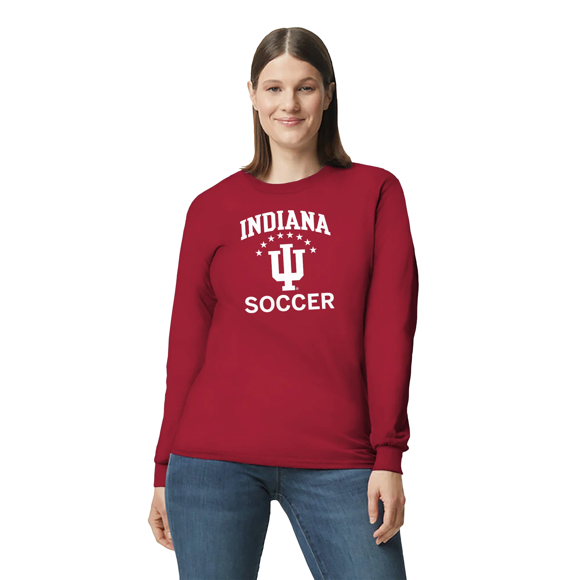 Indiana University Hoosiers Arch Logo Soccer Long Sleeve T Shirt - Cardinal - Image 4