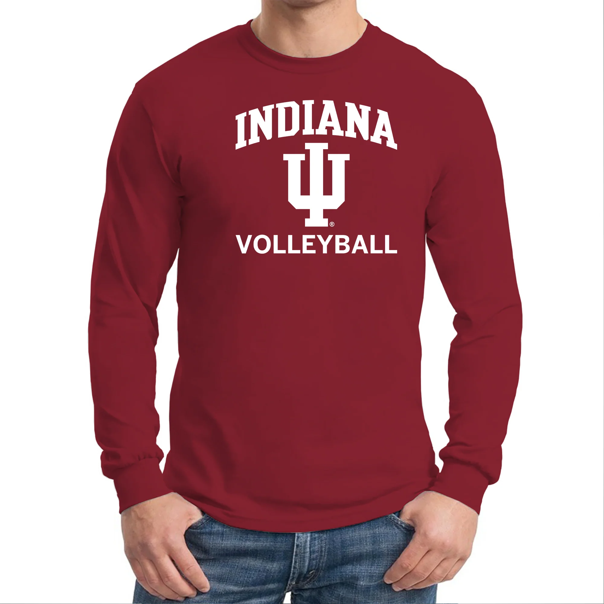 Indiana University Hoosiers Arch Logo Volleyball Long Sleeve T Shirt - Cardinal - Image 3