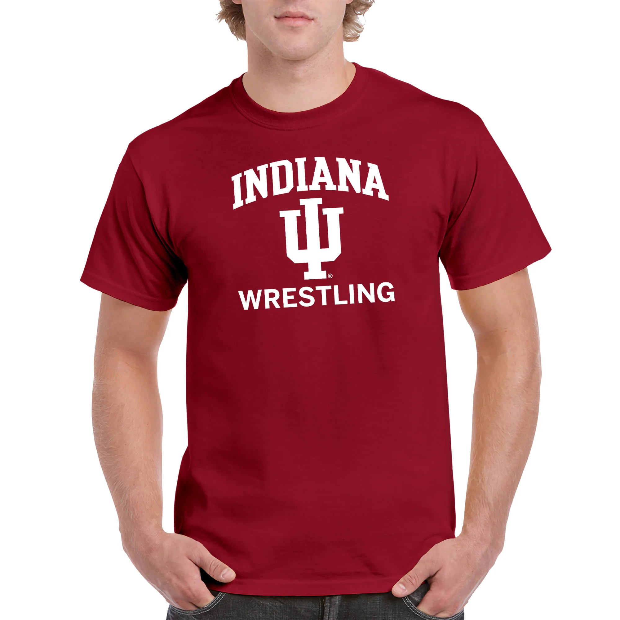 Indiana University Hoosiers Arch Logo Wrestling Short Sleeve T Shirt - Cardinal - Image 3