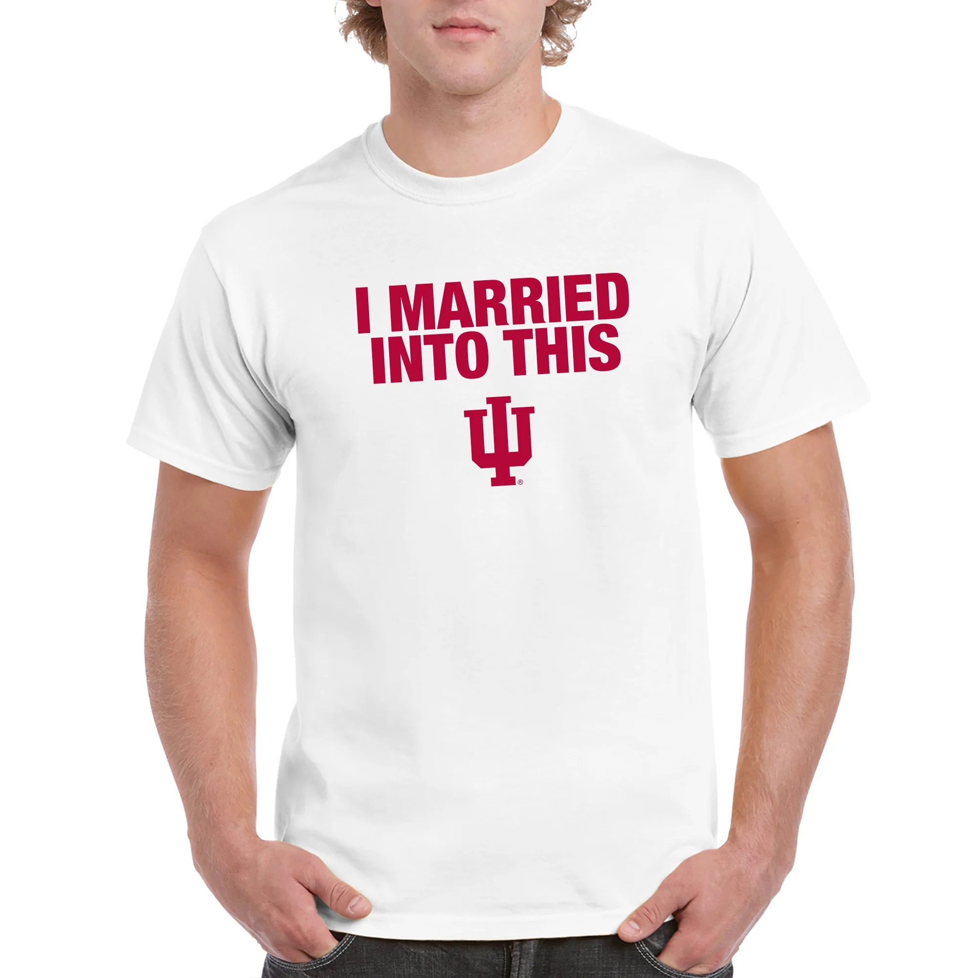 Indiana University Hoosiers I Married Into This Short Sleeve T-Shirt - White - Image 3