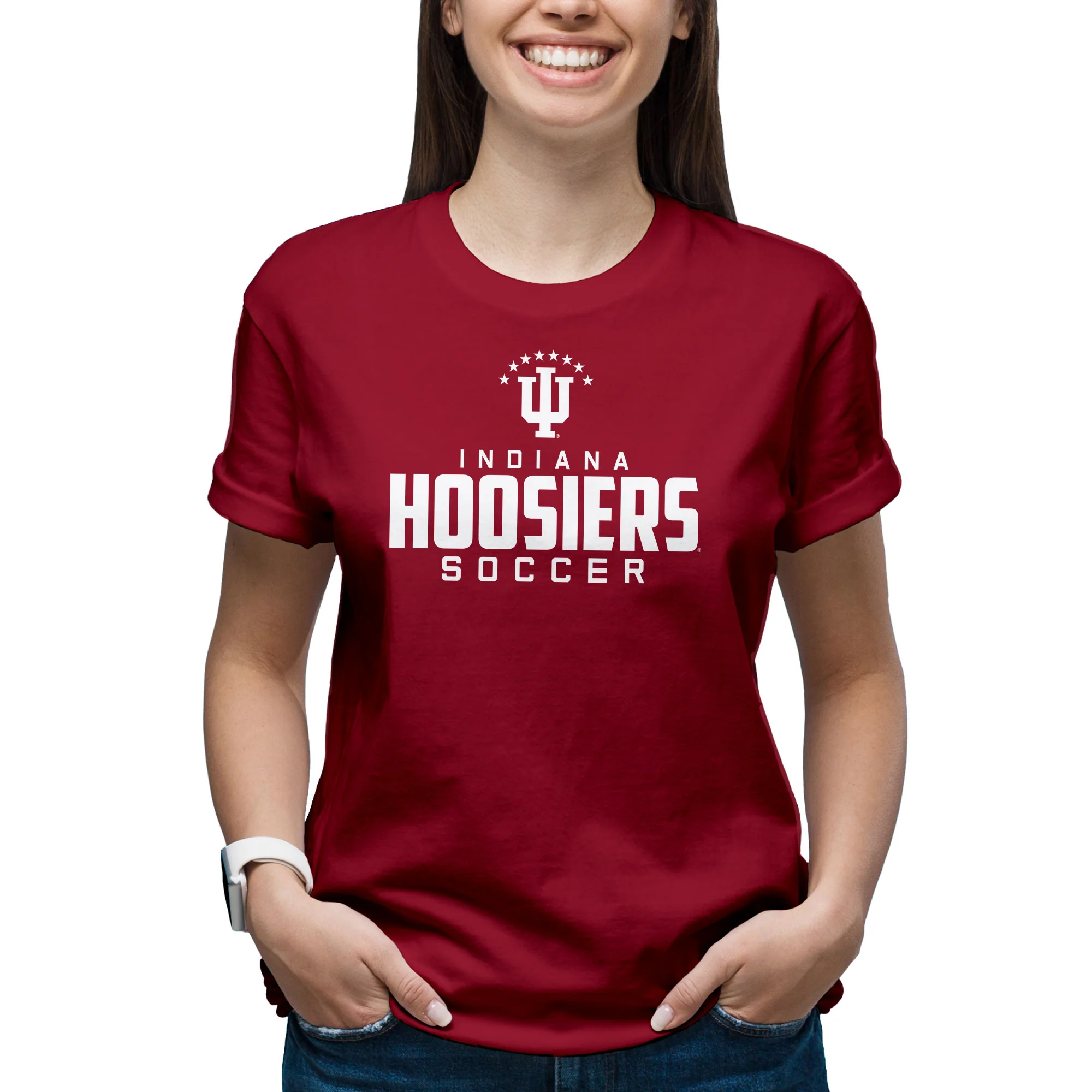 Indiana University Hoosiers Mascot Wordmark Soccer Short Sleeve T Shirt - Cardinal - Image 4