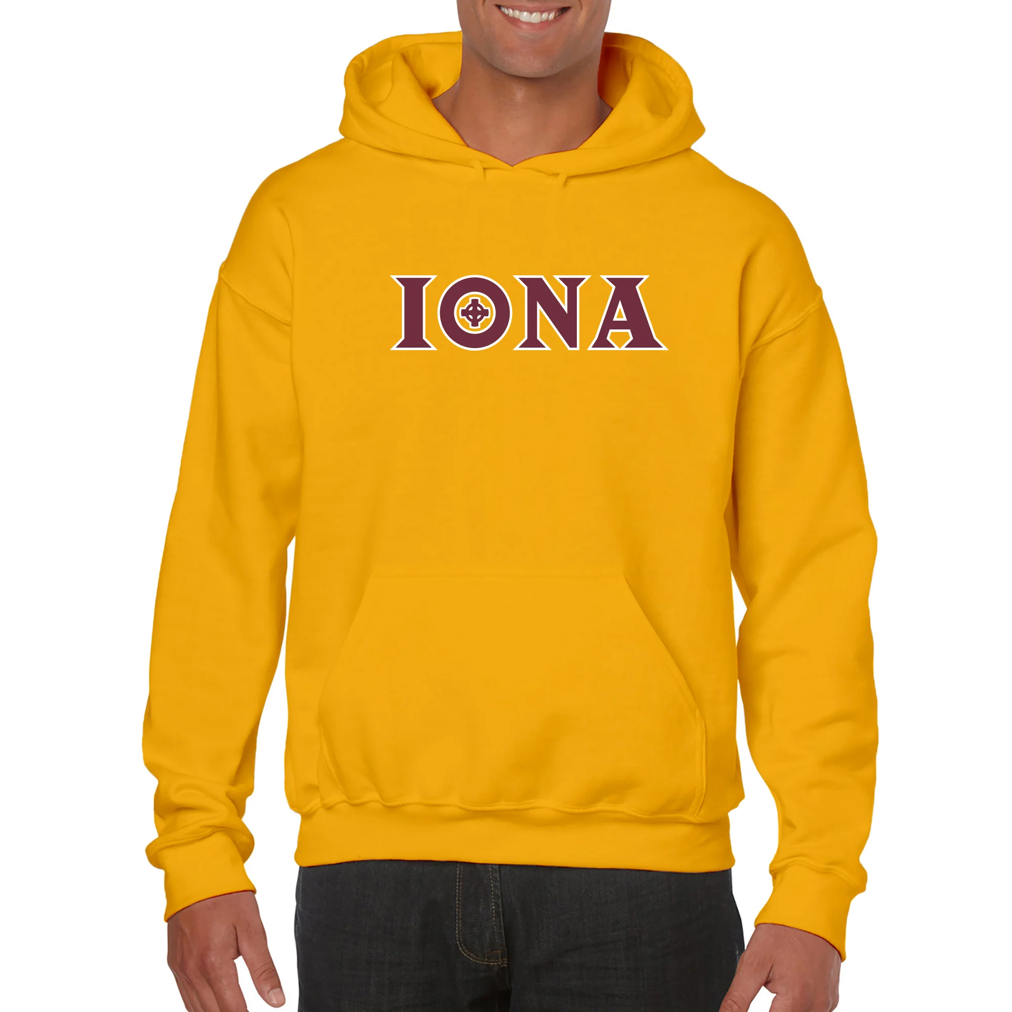 Iona University Gaels Secondary Logo Heavy Blend Hoodie - Gold - Image 3