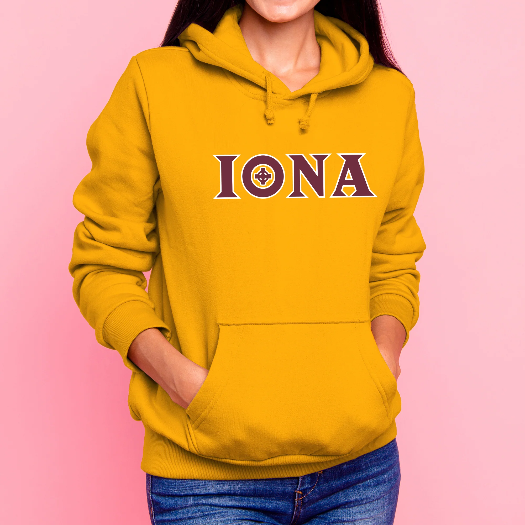Iona University Gaels Secondary Logo Heavy Blend Hoodie - Gold - Image 4