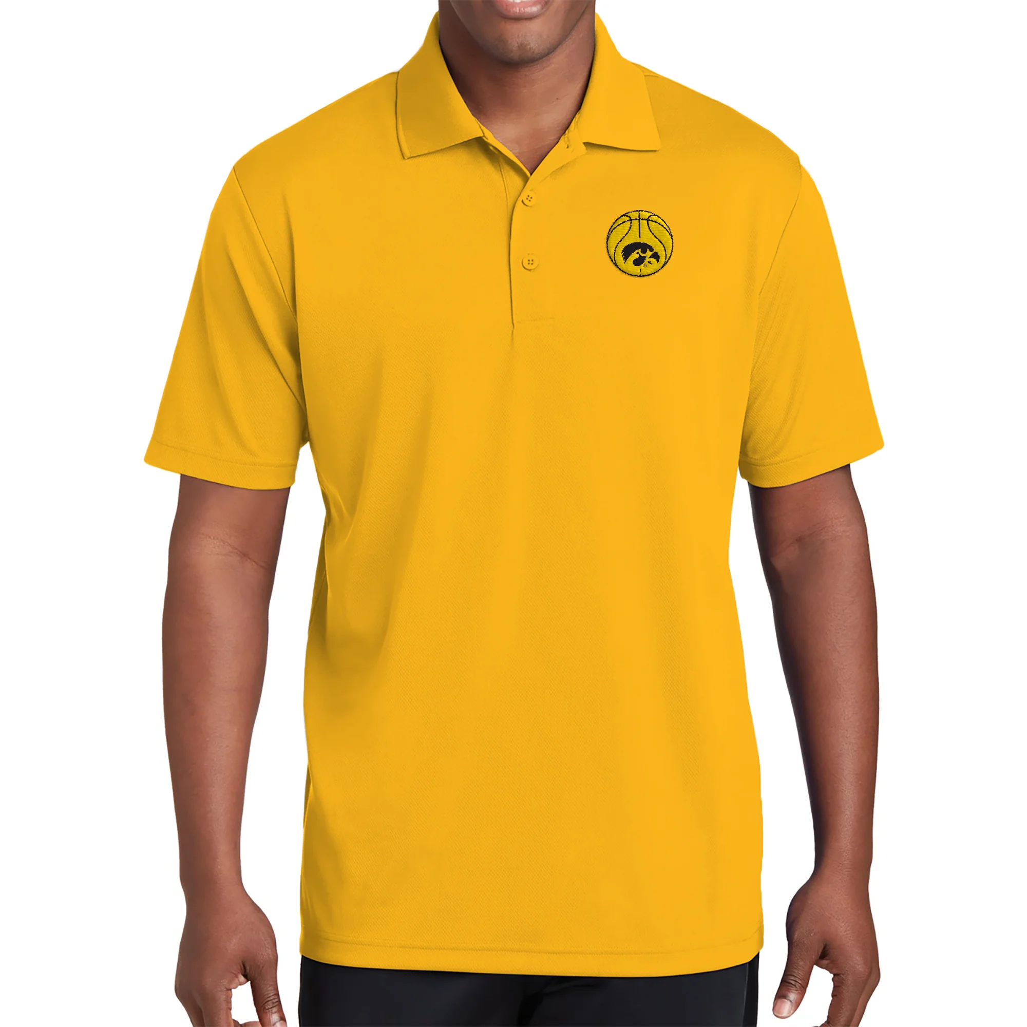 Iowa Basketball Outline LC EMB Polo - Gold - Image 3