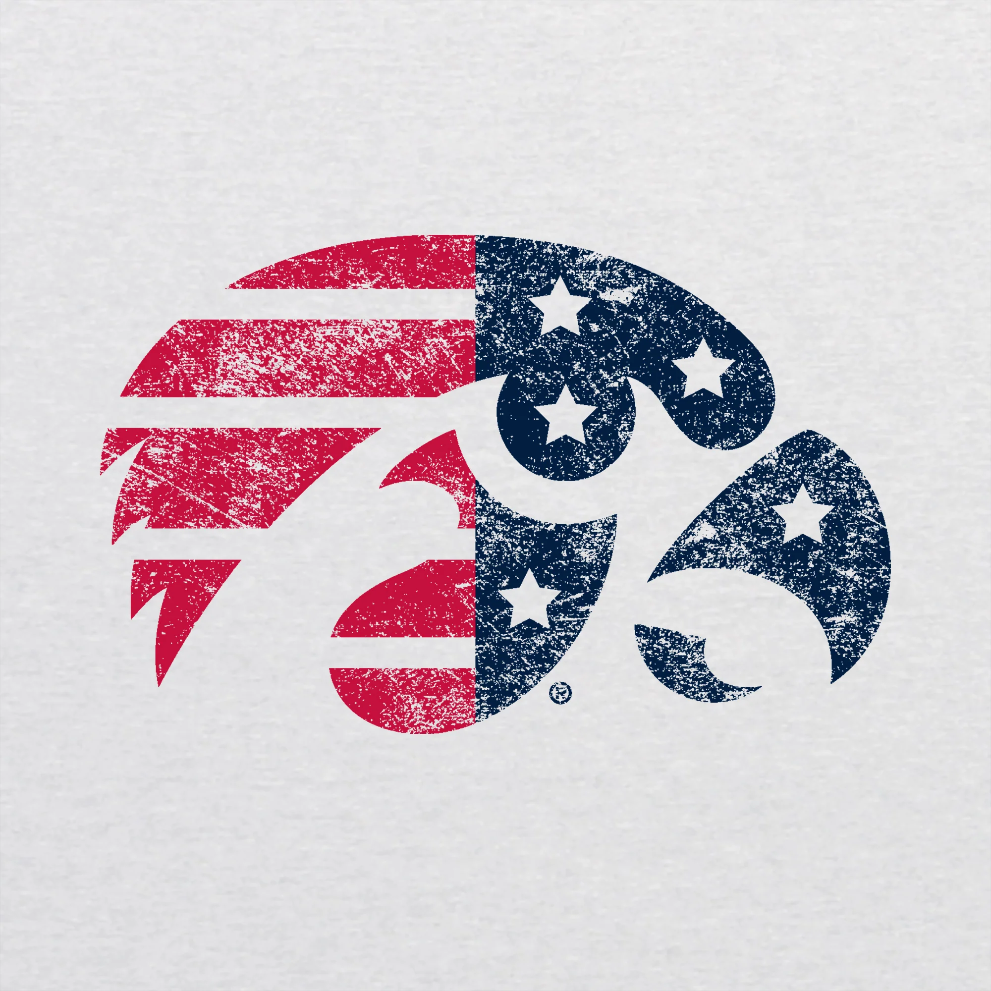 Iowa Hawkeyes Distressed Patriotic Tigerhawk Triblend T Shirt - Heather White - Image 2