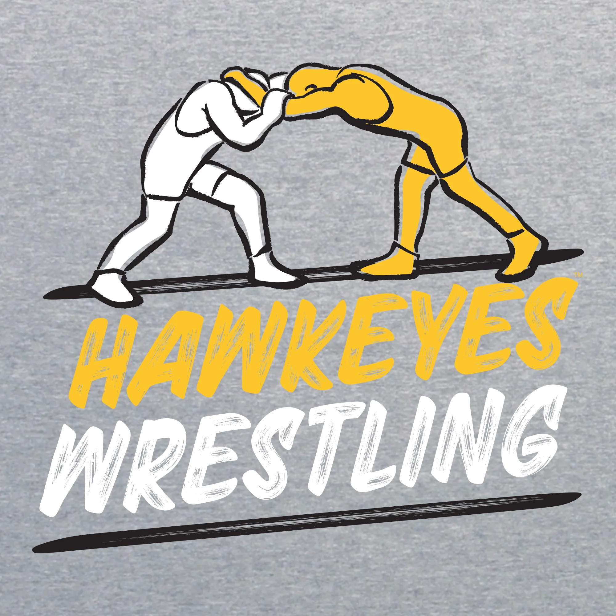 Iowa Wrestling Sketch T-Shirt - Sport Grey - Image 2