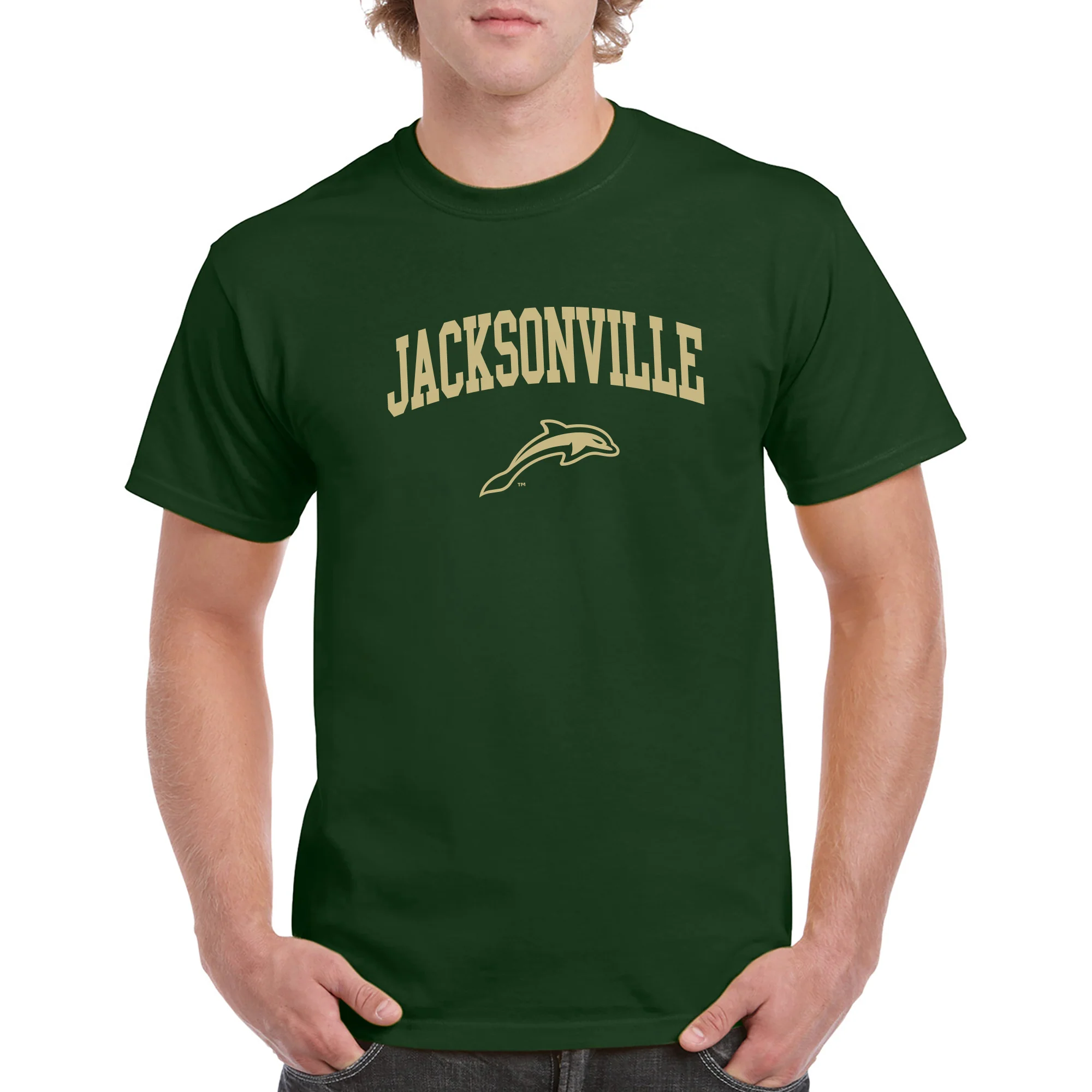 Jacksonville University Dolphins Arch Logo Cotton T-Shirt - Forest - Image 3