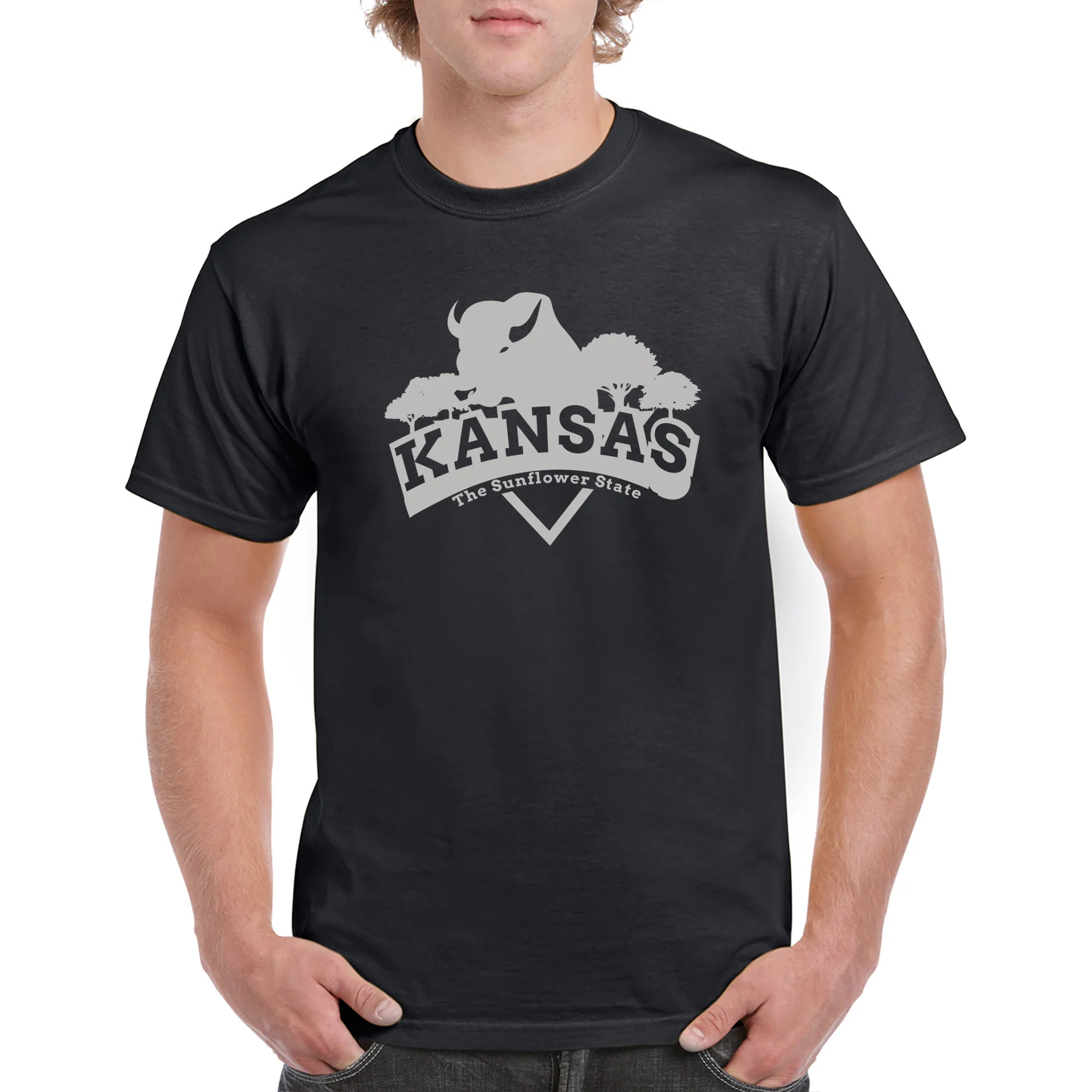 Kansas Buffalo Arch T-Shirt - Black - Image 3