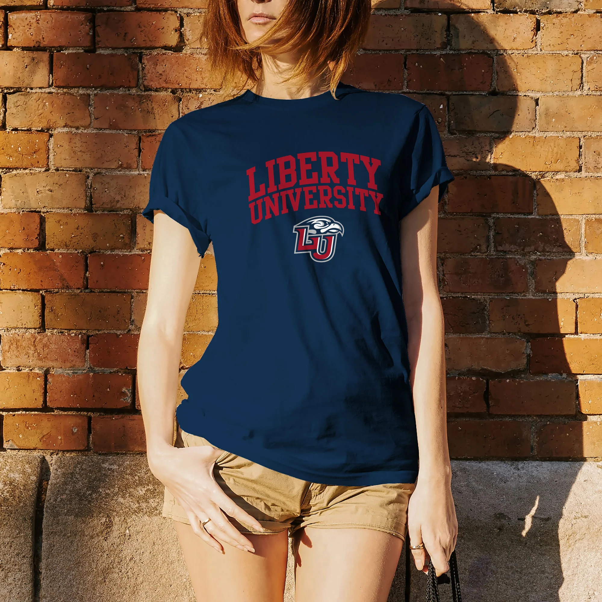 Liberty University Flames Arch Logo T Shirt - Navy - Image 4