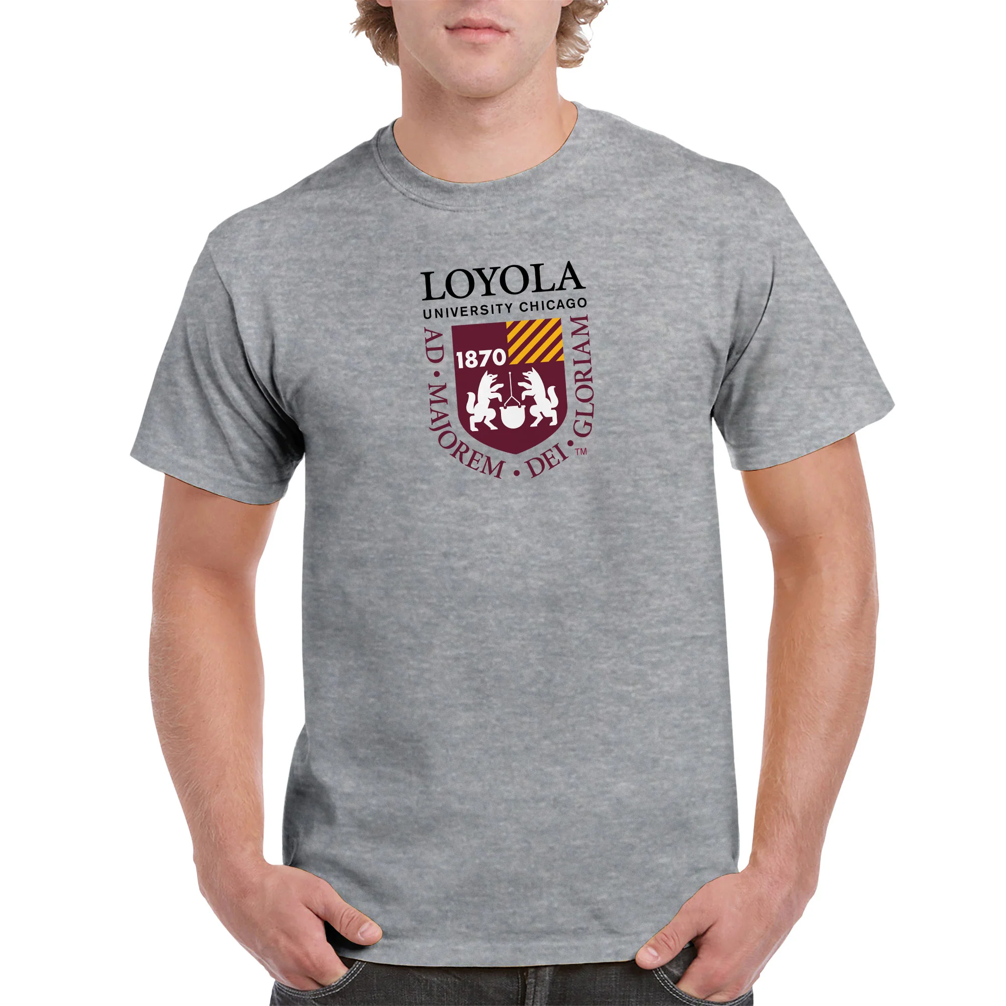 Loyola University Chicago Ramblers Institutional Logo Short Sleeve T Shirt - Sport Grey - Image 3