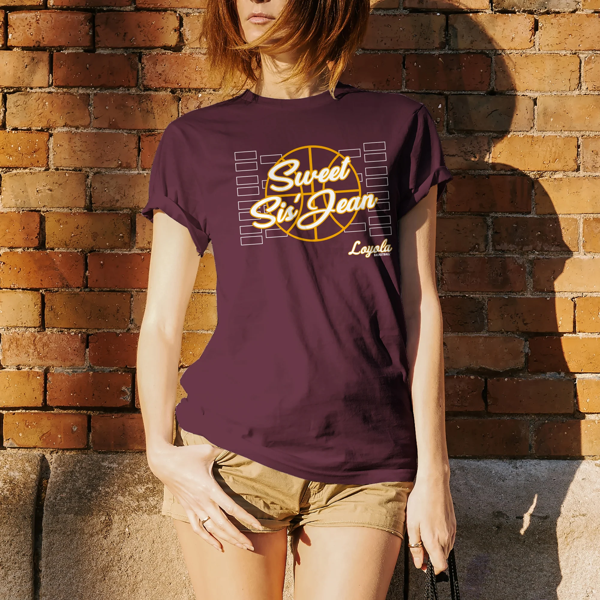 Loyola University Chicago Ramblers Sweet Sis Jean Short Sleeve T Shirt - Maroon - Image 4