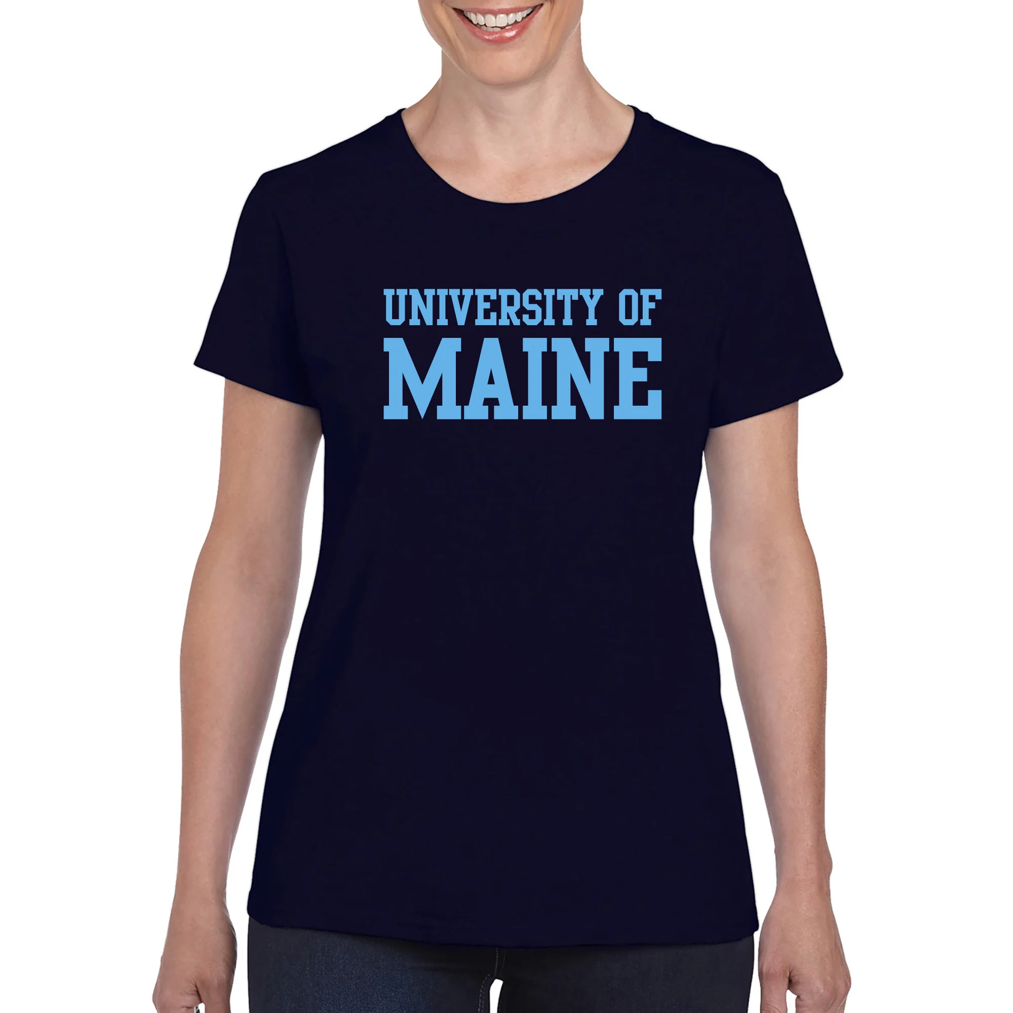 Maine Black Bears Basic Block Womens T Shirt - Navy - Image 4