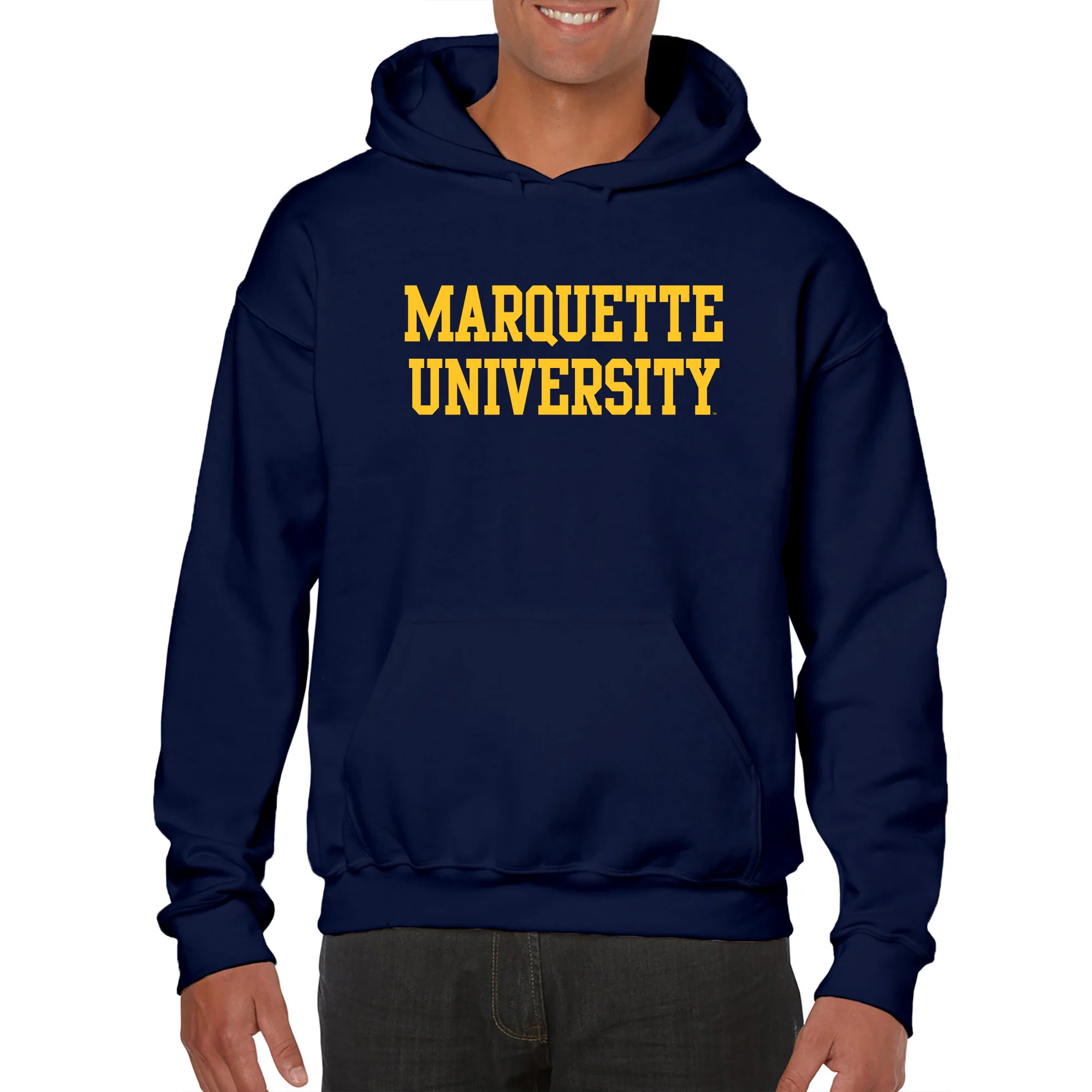 Marquette University Golden Eagles Basic Block Hoodie - Navy - Image 3