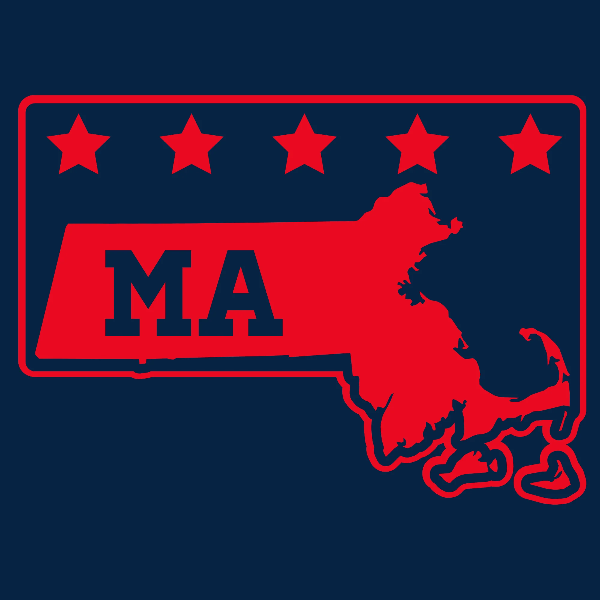 Massachusetts Stars T-Shirt - Navy - Image 2