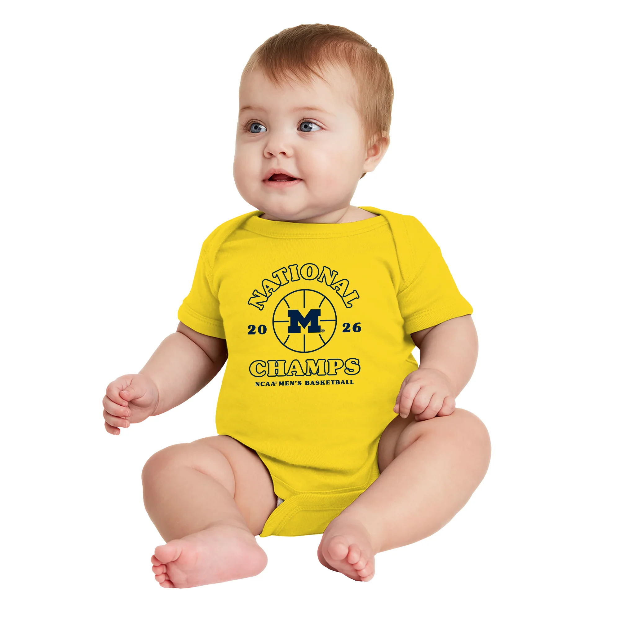 Michigan 2026 Basketball National Champions Retro Shootout Infant Creeper - Yellow - Image 3