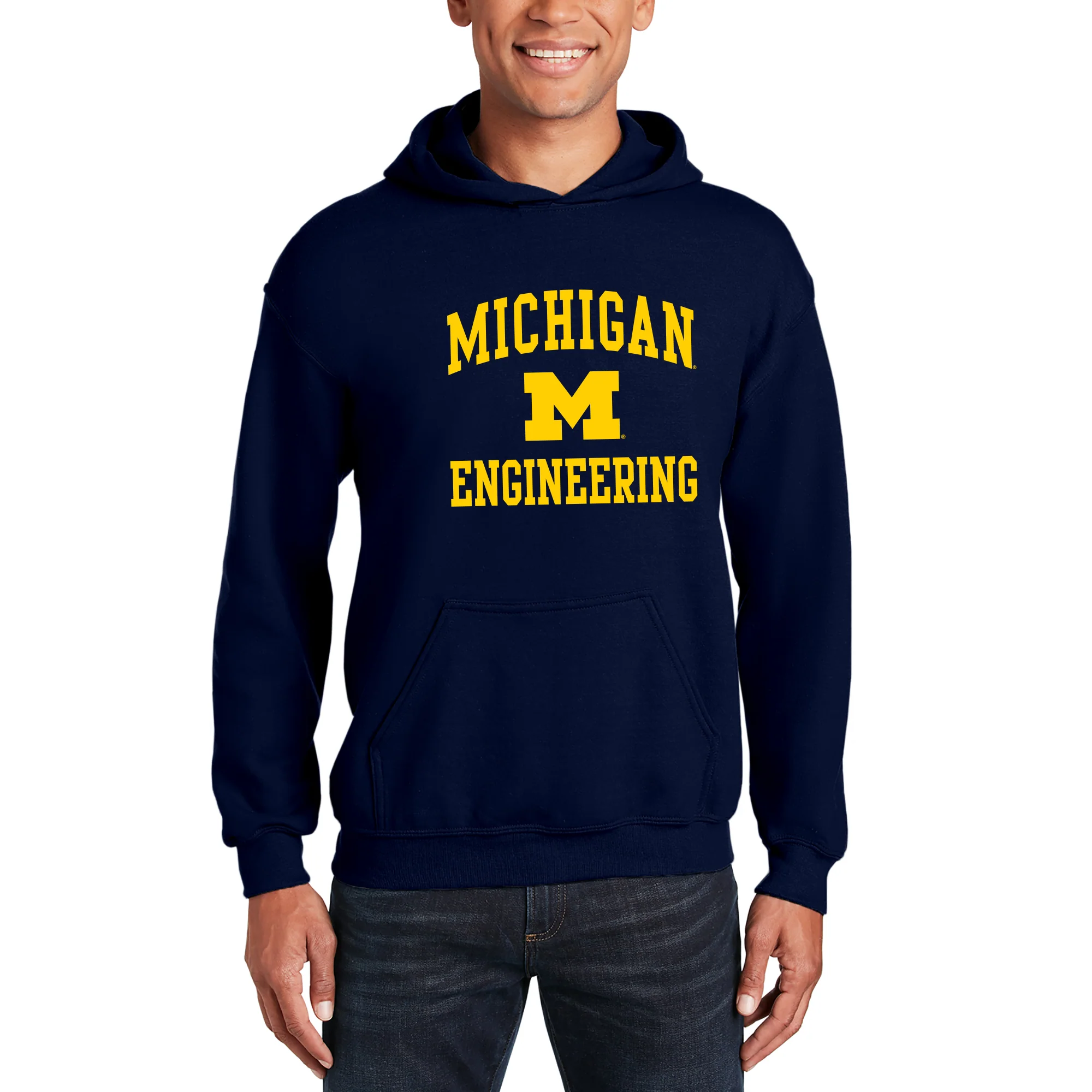 Michigan Arch Logo Engineering Hoodie - Navy - Image 3