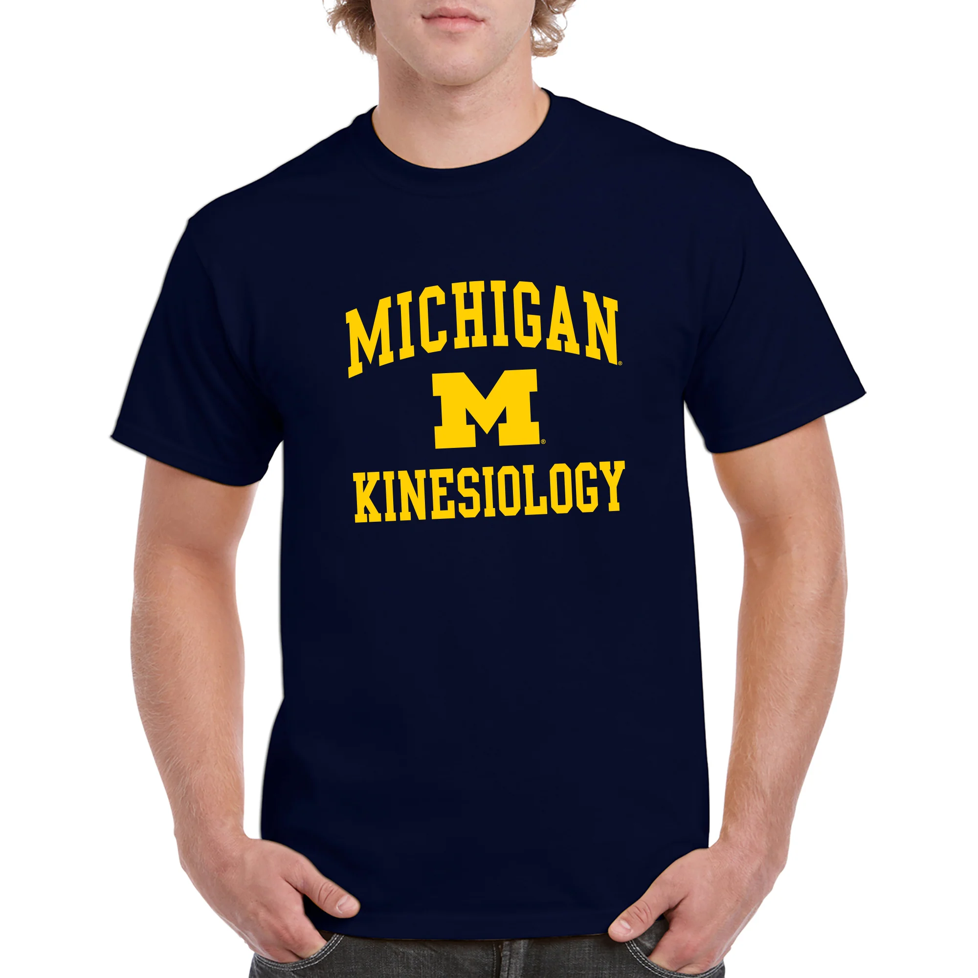 Arch Logo Kinesiology University of Michigan Basic Cotton Short Sleeve T-Shirt - Navy - Image 3