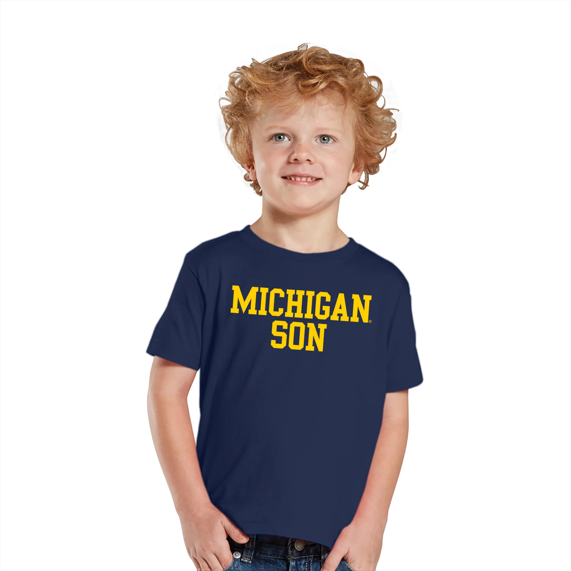 Michigan Basic Block Son Toddler T-Shirt - Navy - Image 3