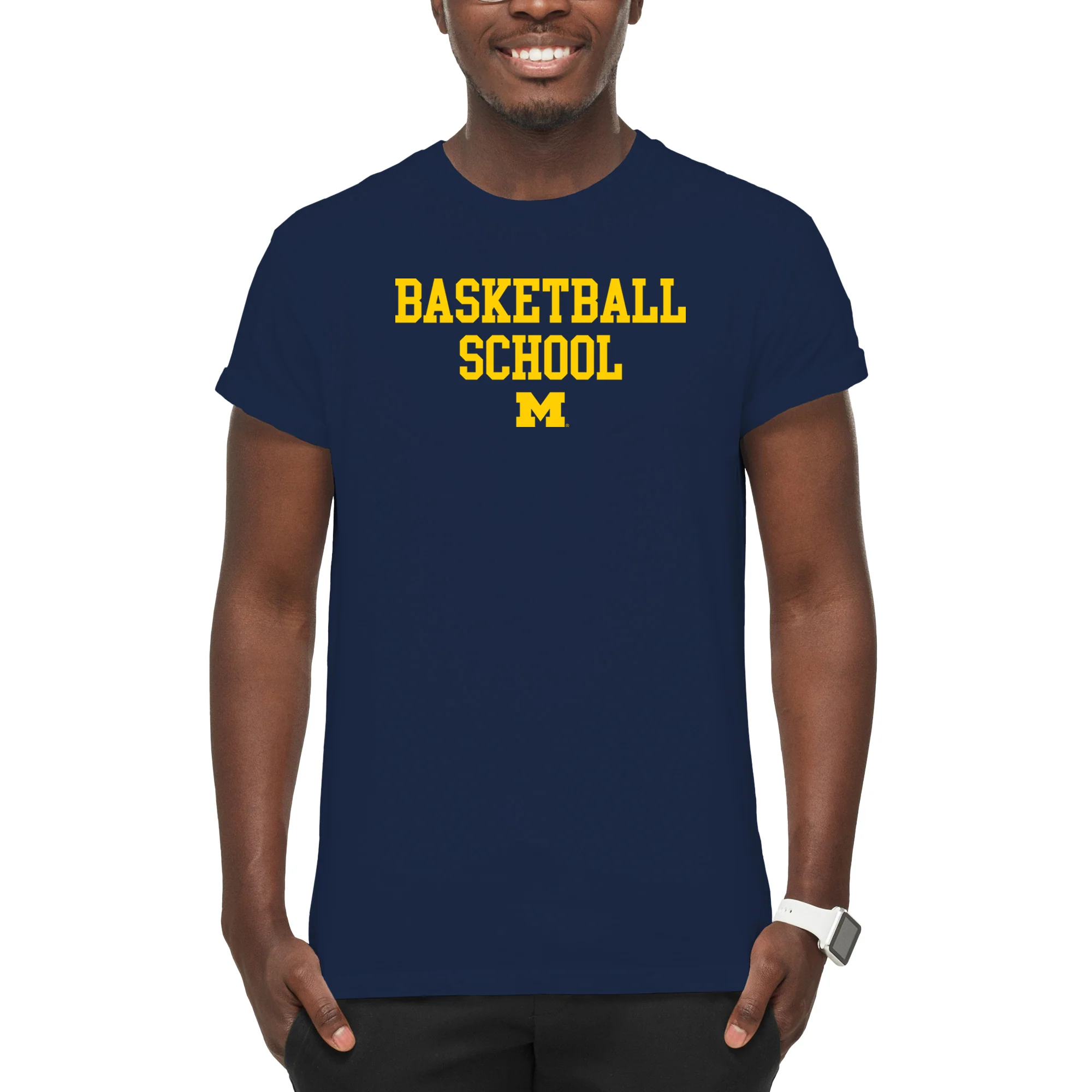 Michigan Basketball School T-Shirt - Navy - Image 3