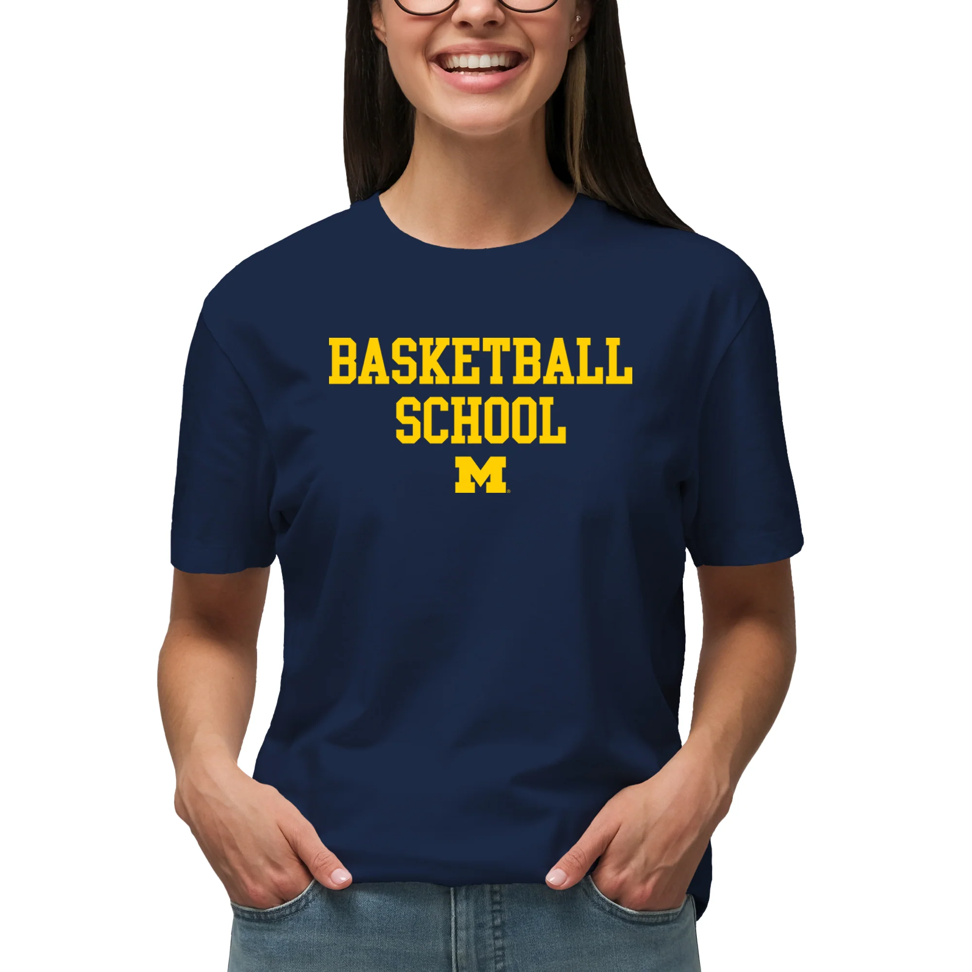Michigan Basketball School T-Shirt - Navy - Image 4