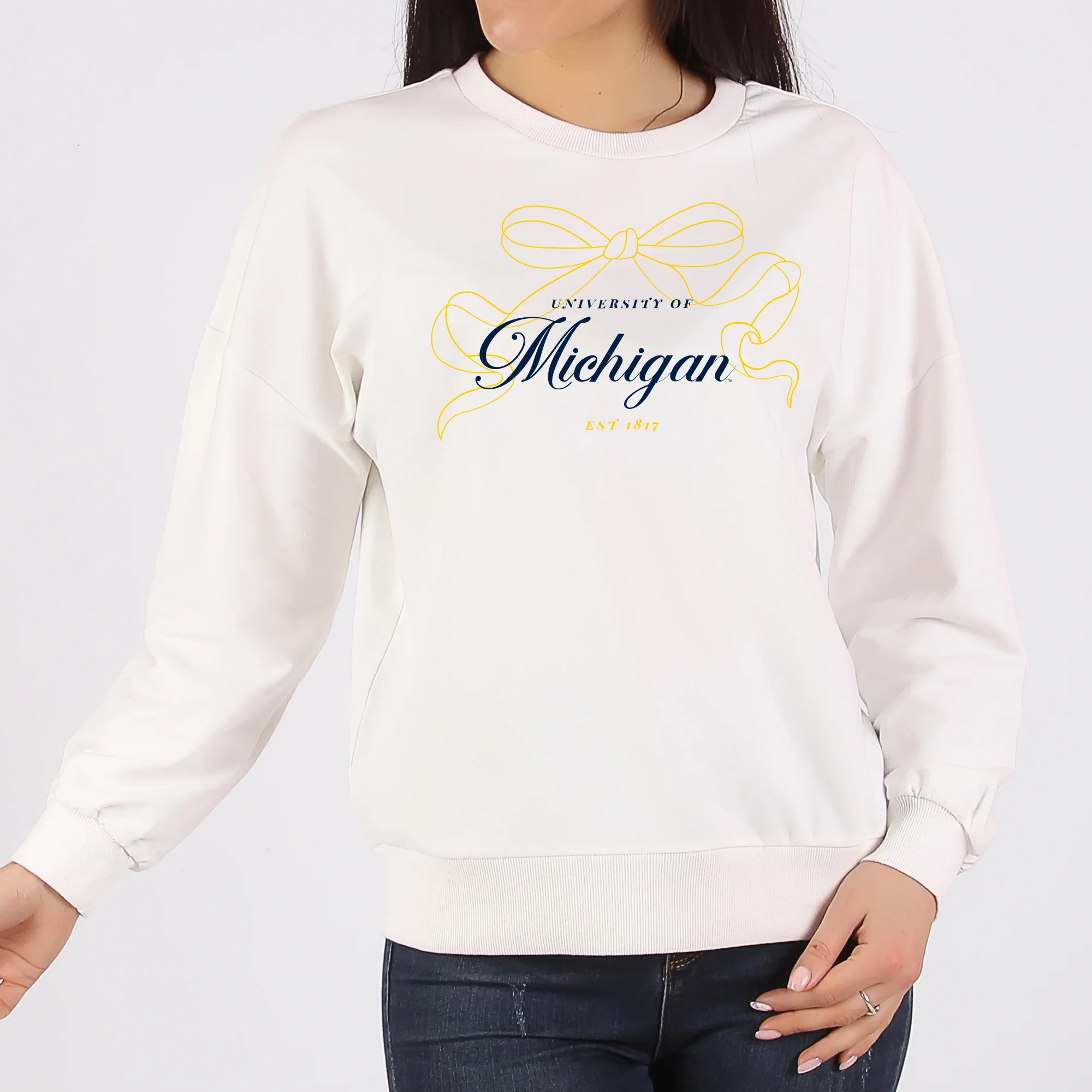 Michigan Delicate Bow Crewneck Sweatshirt - White - Image 3