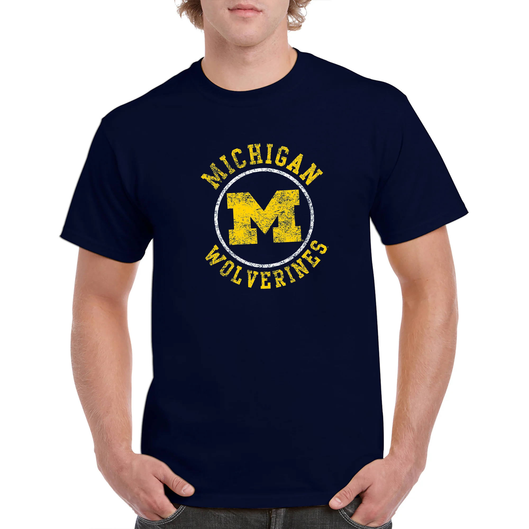 Michigan Distressed Circle Logo T-Shirt - Image 4