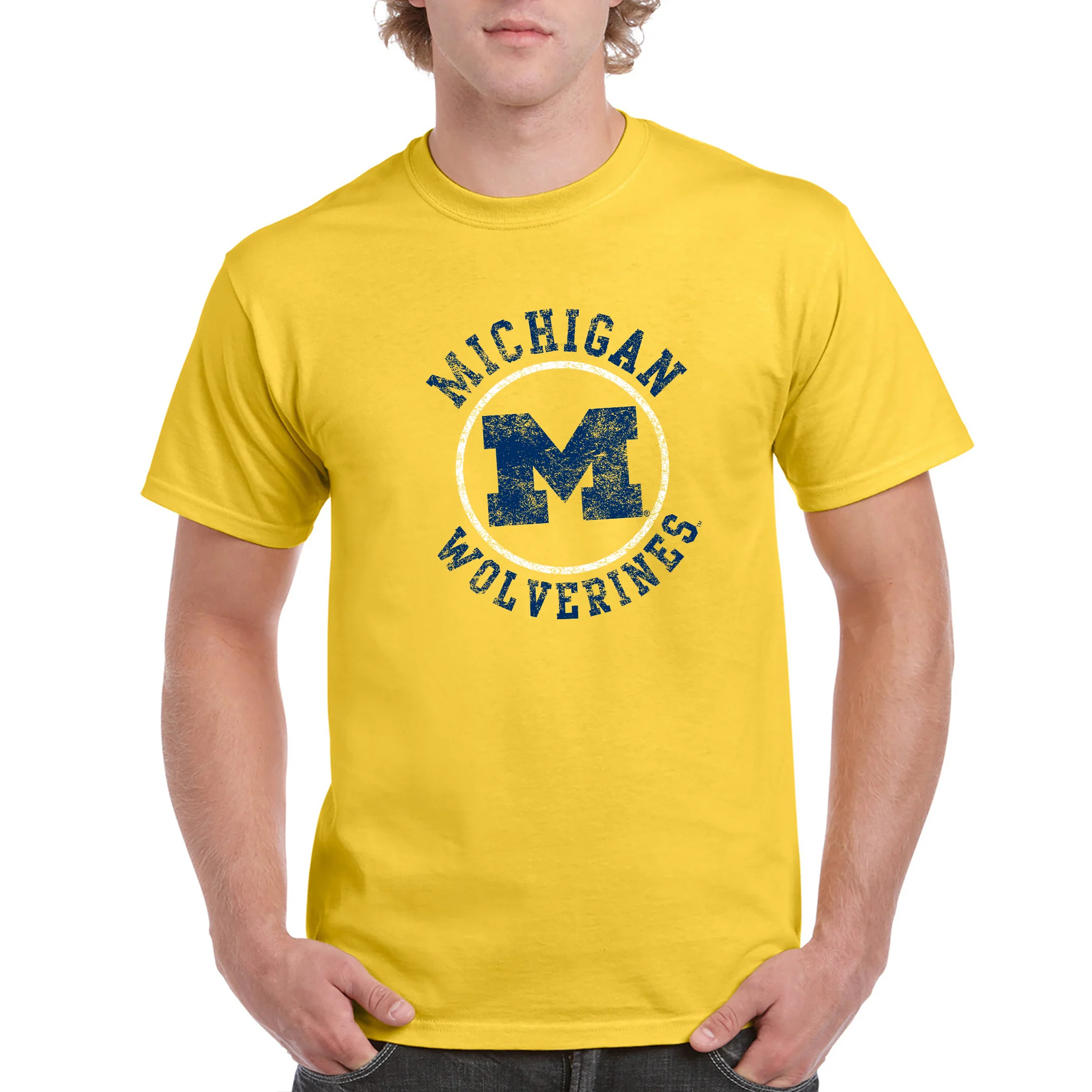 Michigan Distressed Circle Logo T-Shirt - Image 7