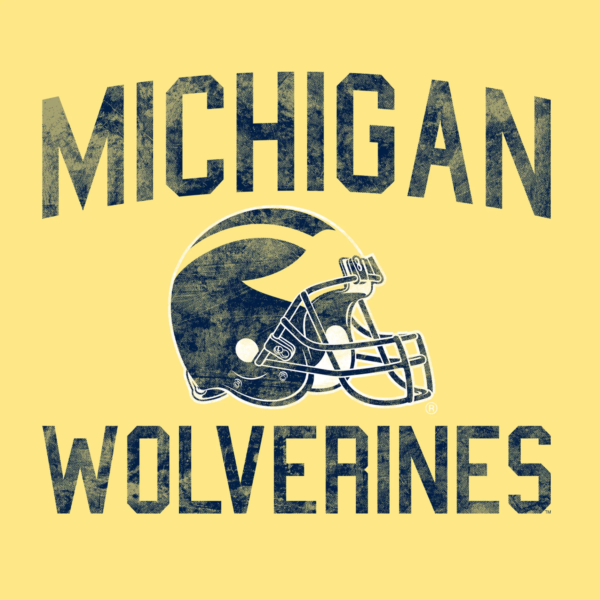 Michigan Faded Football Helmet Sponge Fleece Hoodie - Yellow - Image 2