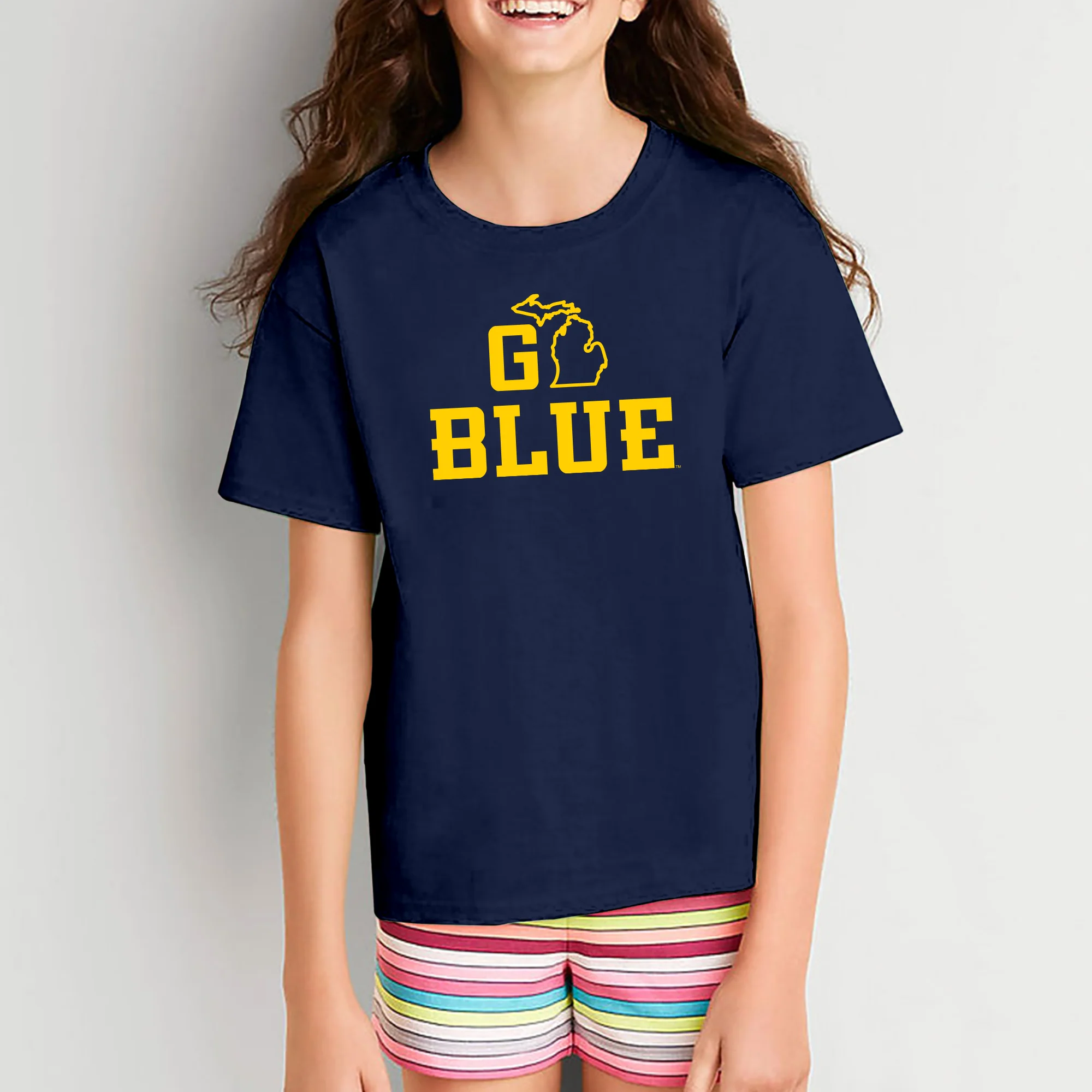 Michigan Go Blue MI Youth T-Shirt - Navy - Image 4