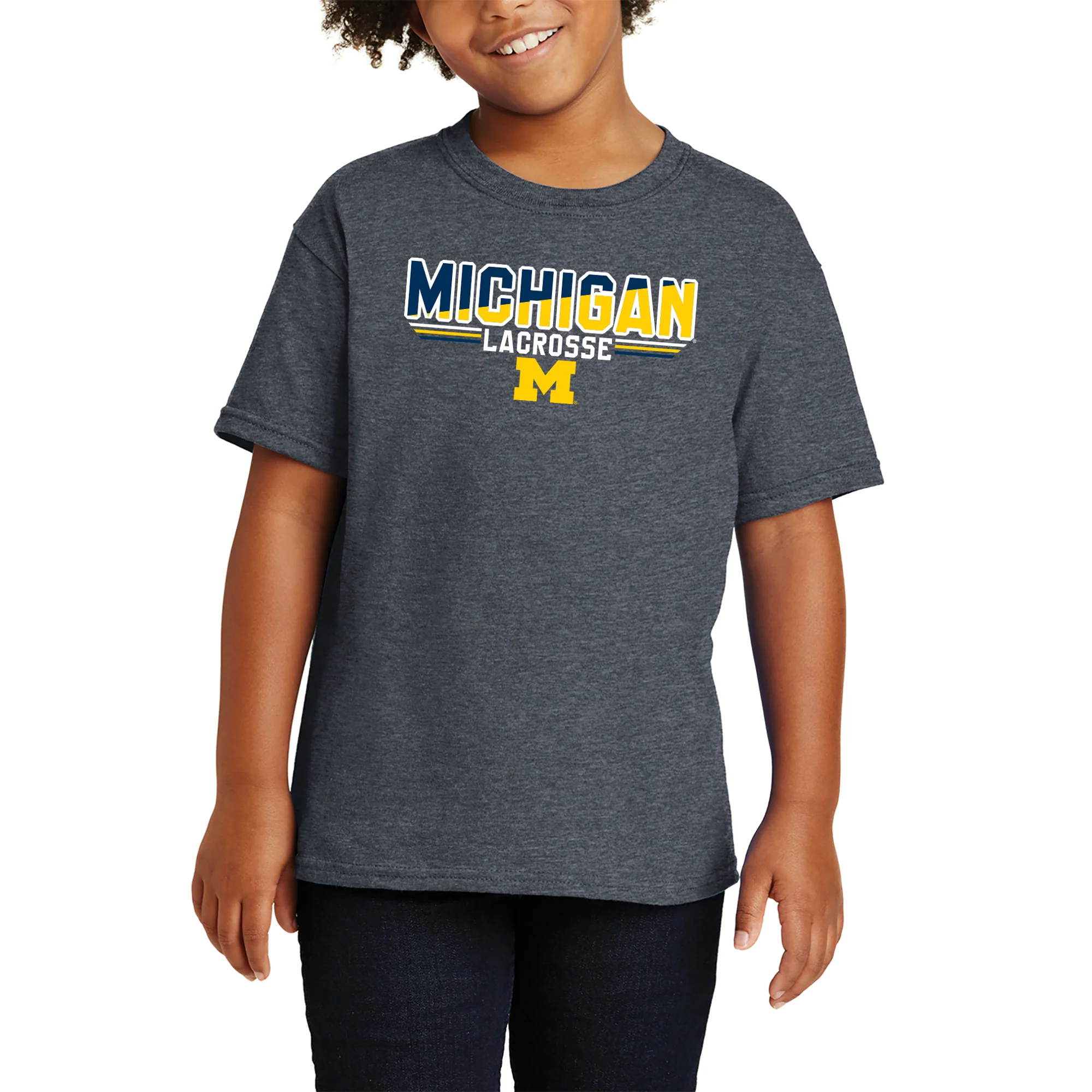 Michigan Lacrosse Top Flight Youth T-Shirt - Dark Heather - Image 4