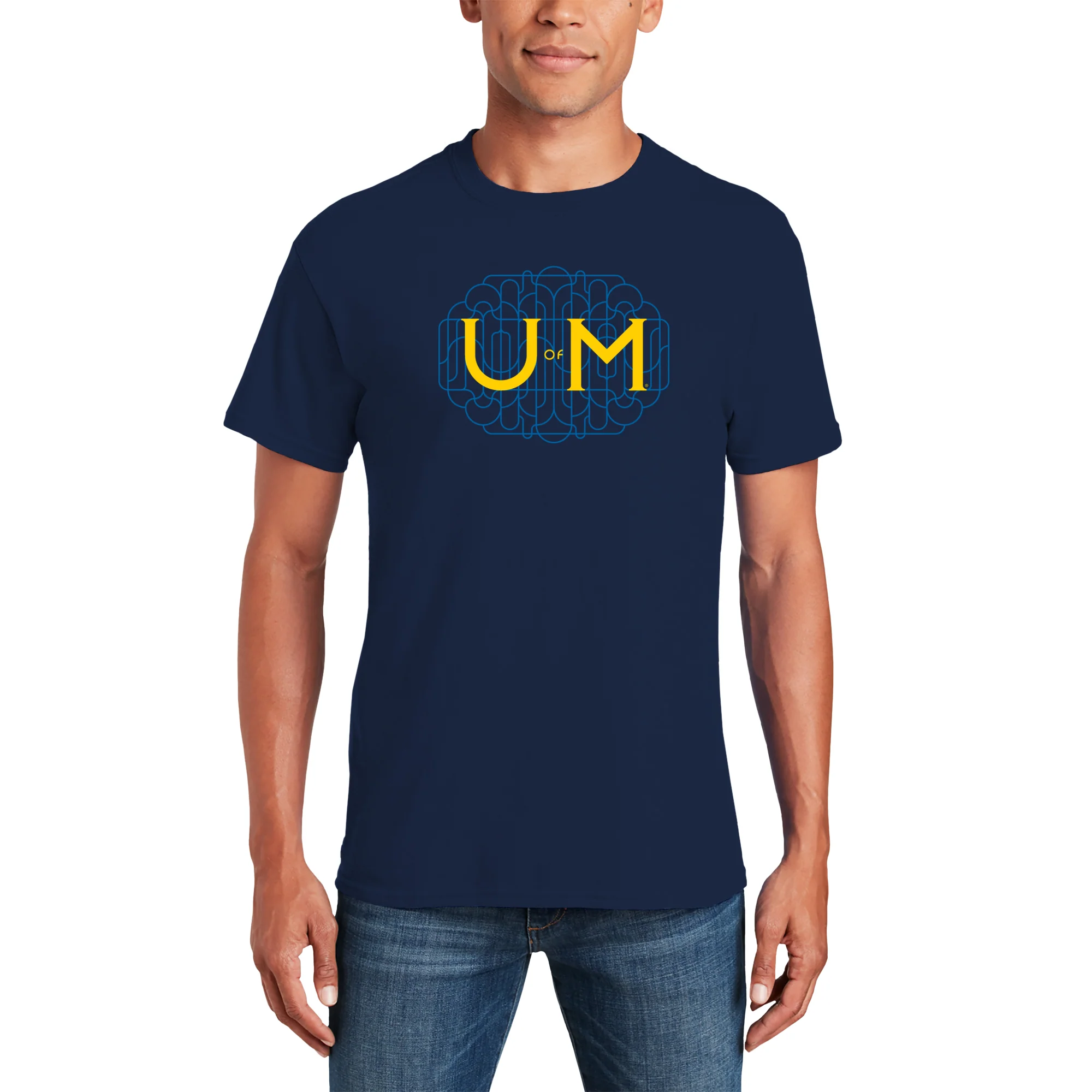 Michigan Ornate Initials T-Shirt - Navy - Image 3