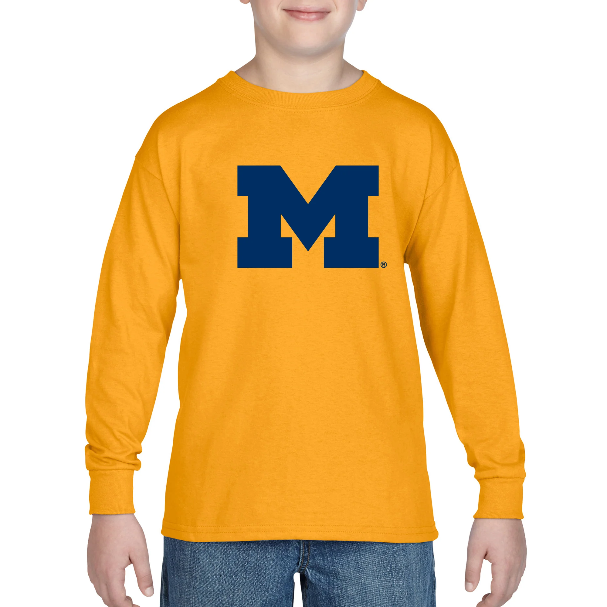 Michigan Primary Logo Youth Long Sleeve - Image 7
