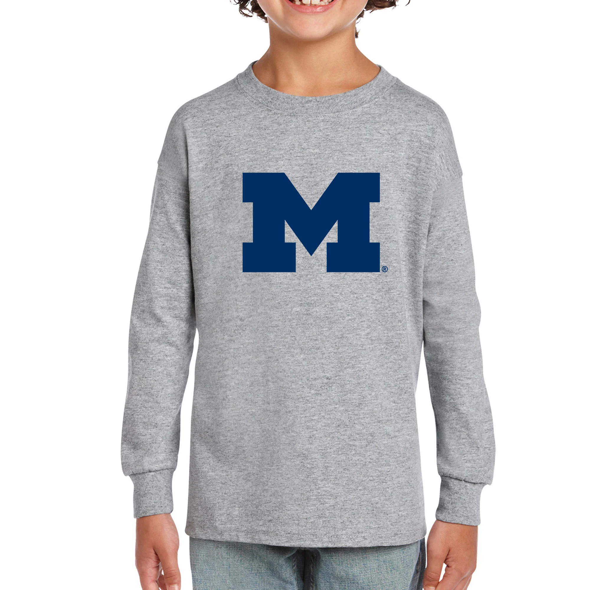 Michigan Primary Logo Youth Long Sleeve - Image 9