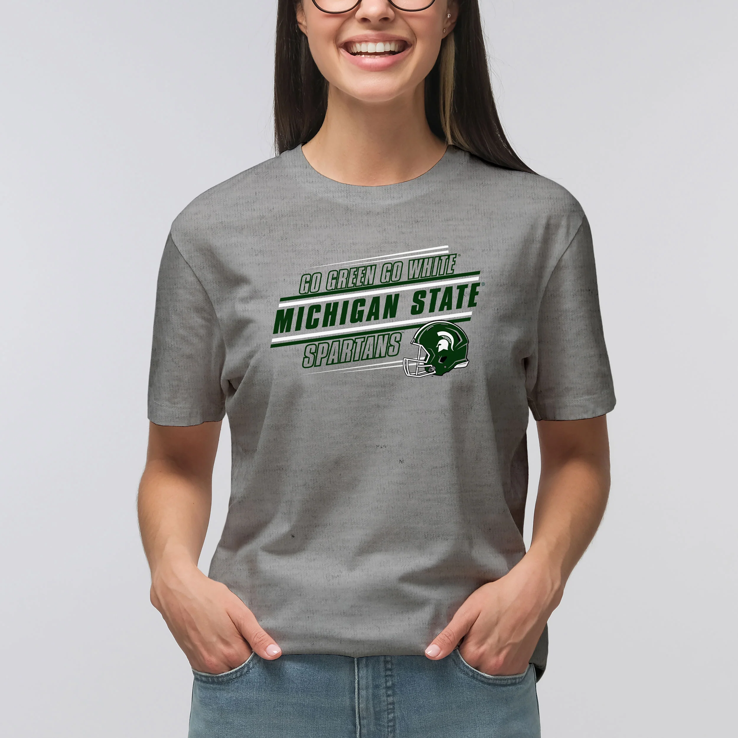 Michigan State Spartans Action Cheer T-Shirt - Sport Grey - Image 4