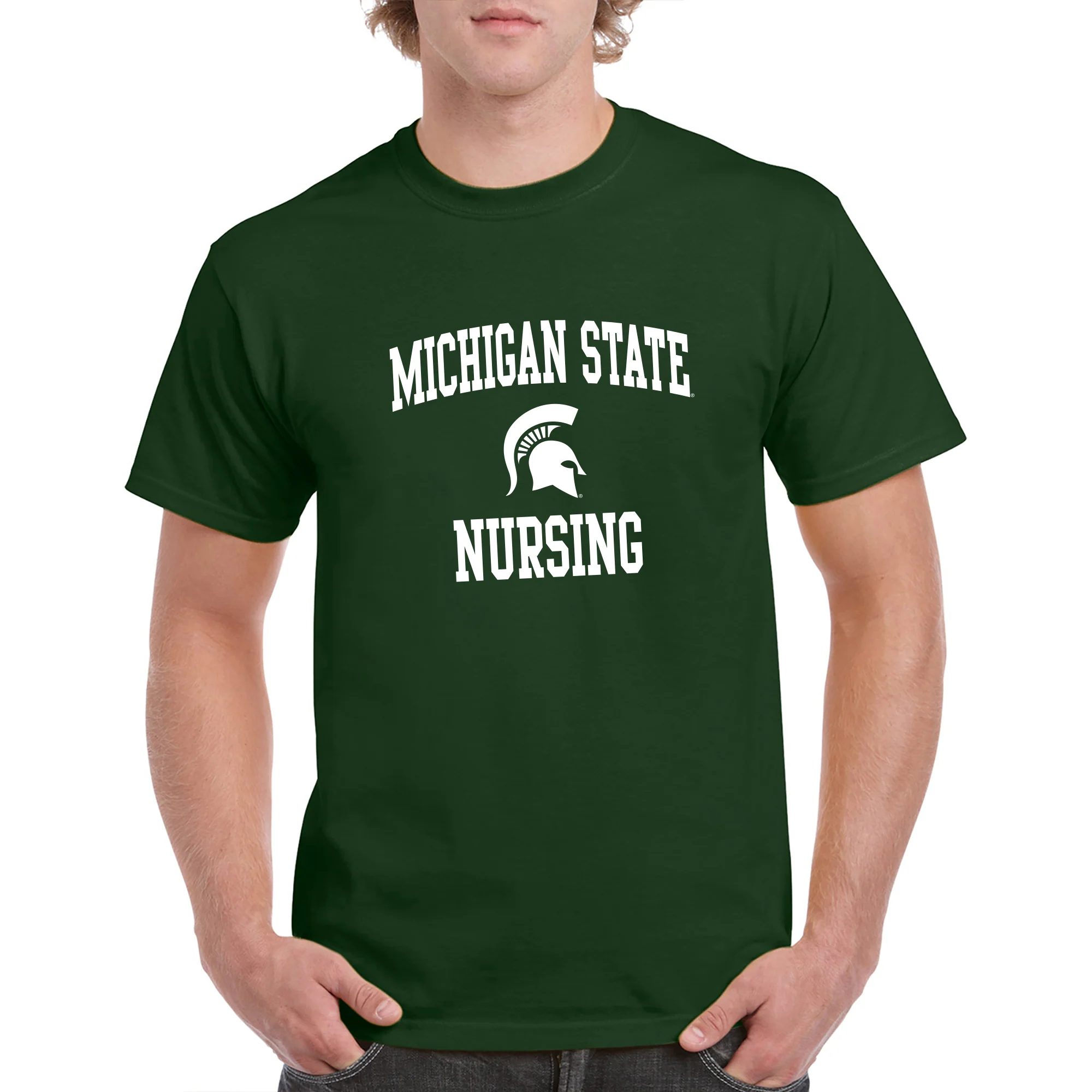 Michigan State University Spartans Arch Logo Nursing Short Sleeve T-Shirt - Forest - Image 3