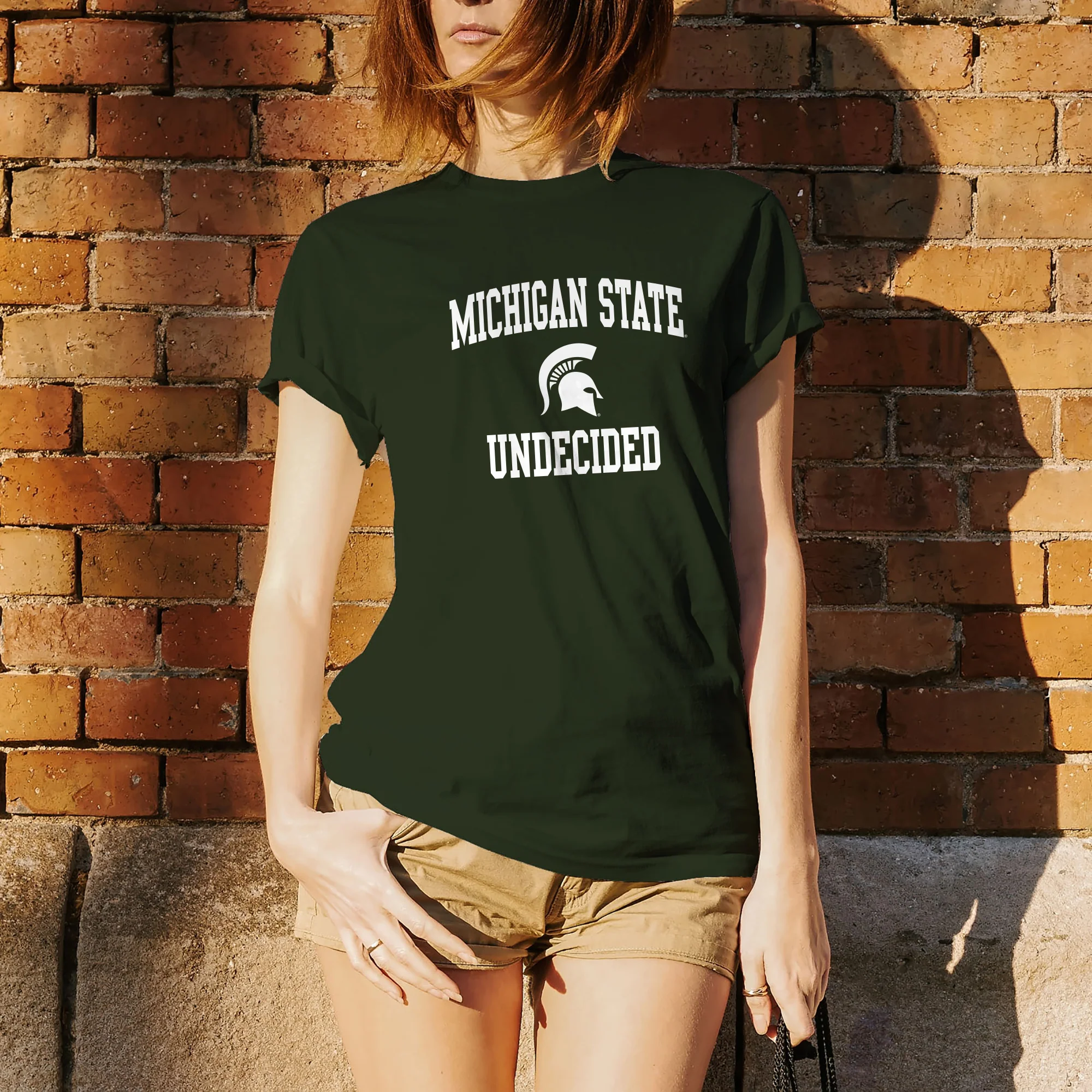 Michigan State University Spartans Arch Logo Undecided Short Sleeve T-Shirt - Forest - Image 4