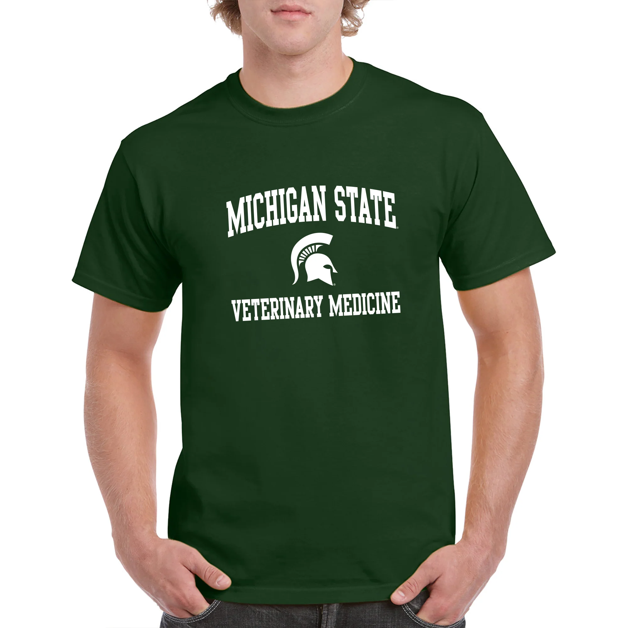 Michigan State University Spartans Arch Logo Veterinary Medicine Short Sleeve T-Shirt - Forest - Image 3