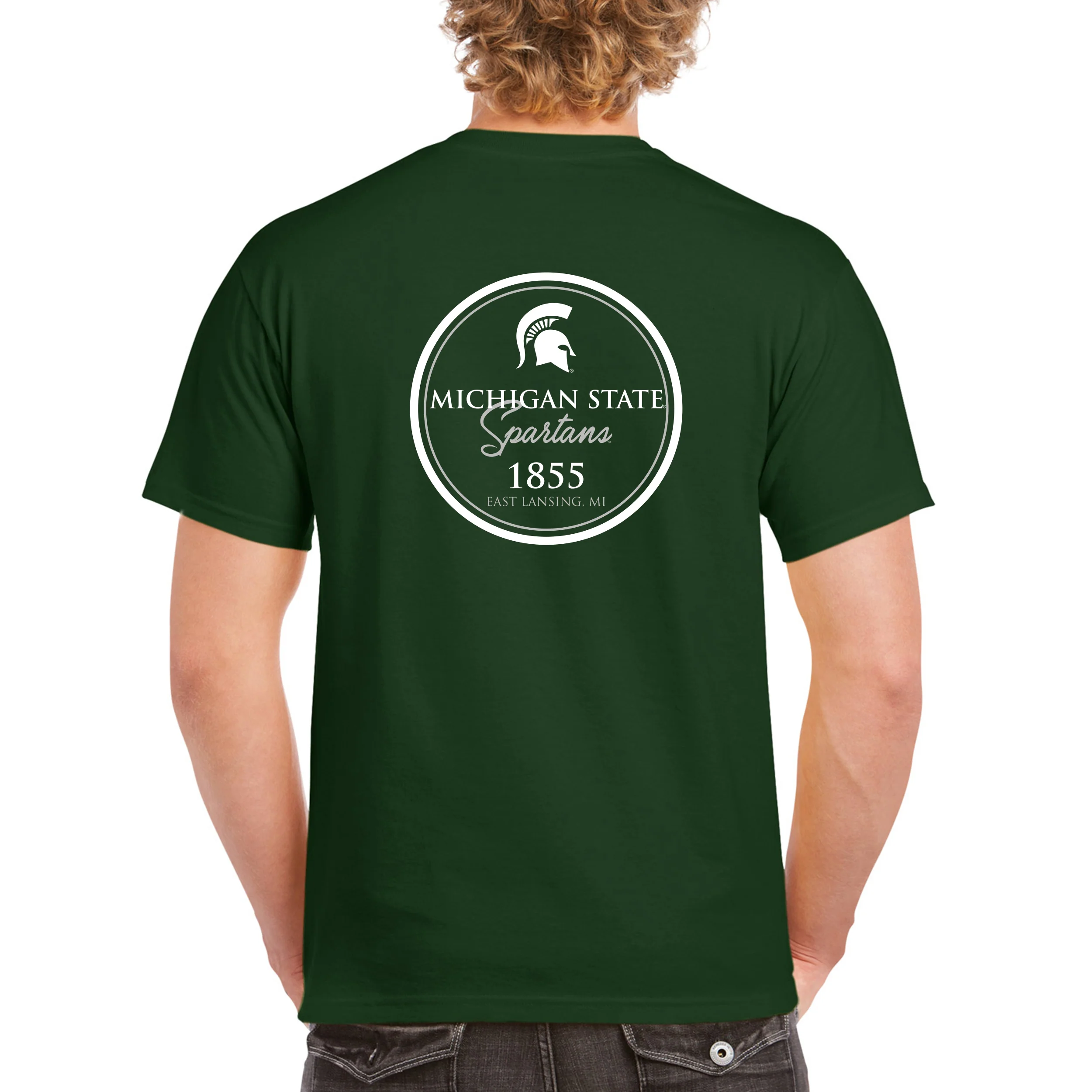Michigan State University Spartans Classic Circle Short Sleeve T Shirt - Forest - Image 5